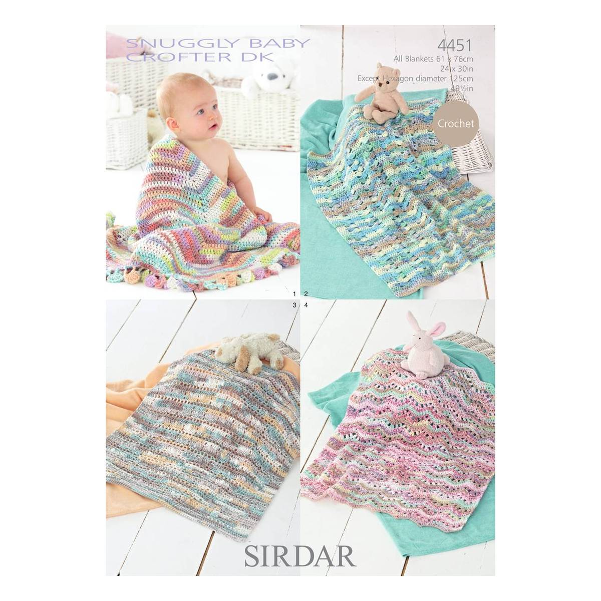 Sirdar Snuggly Baby Crofter DK Crochet Blankets Digital Pattern