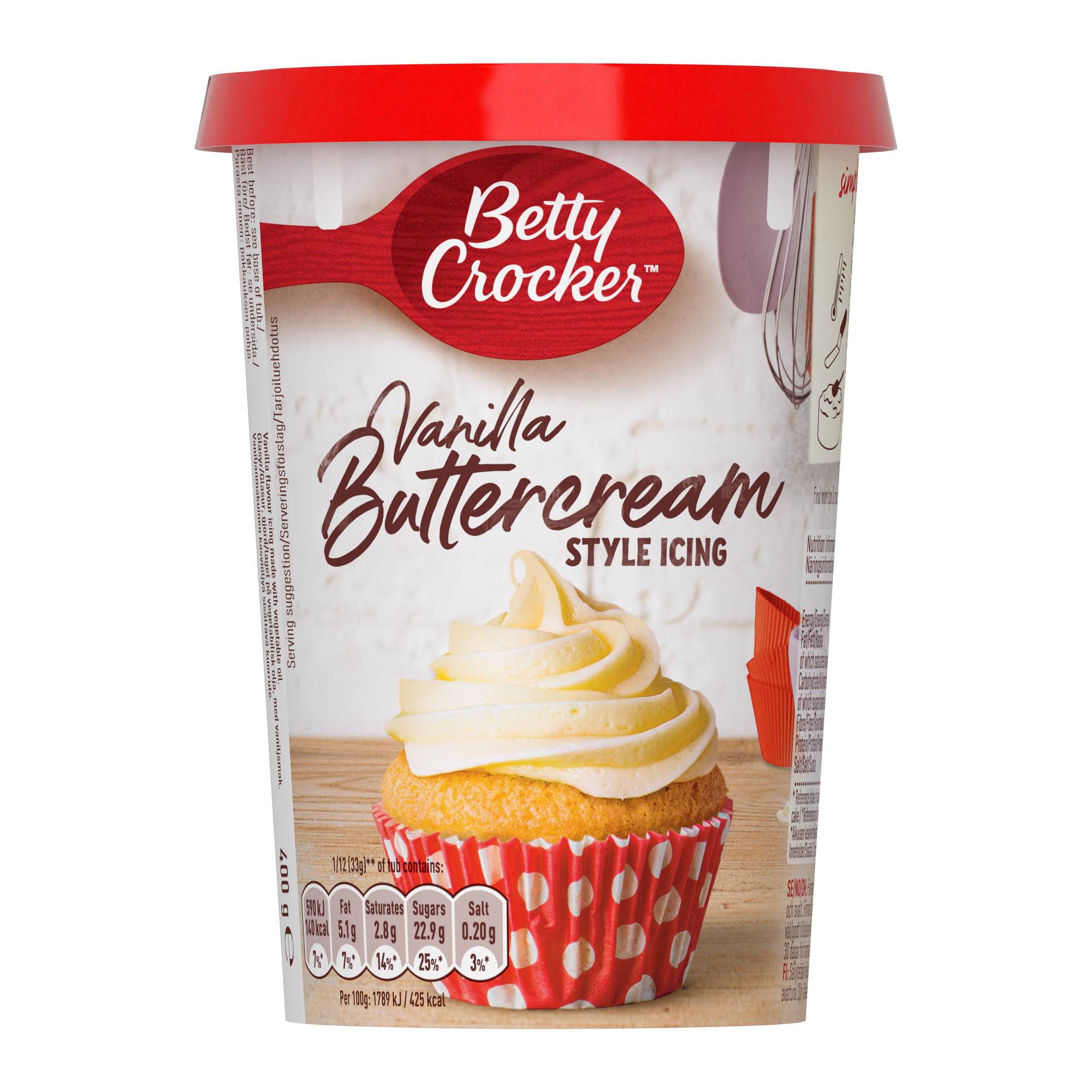 Betty Crocker Velvety Vanilla Buttercream Style Icing 400g image number 1