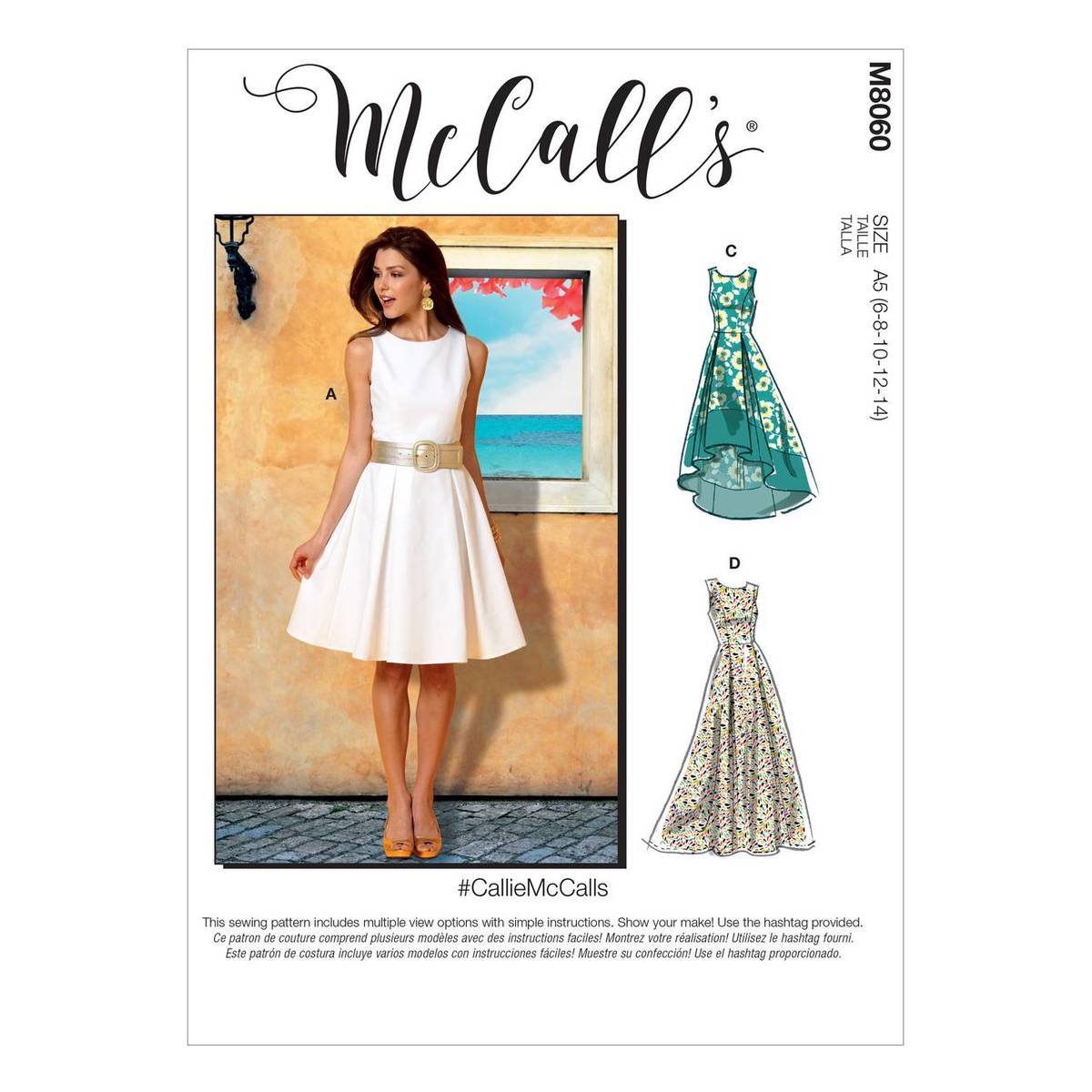 Sizes 14-22 Sewing Pattern McCall's Patterns McCall's Women's Knee Length Pleated Dress White 