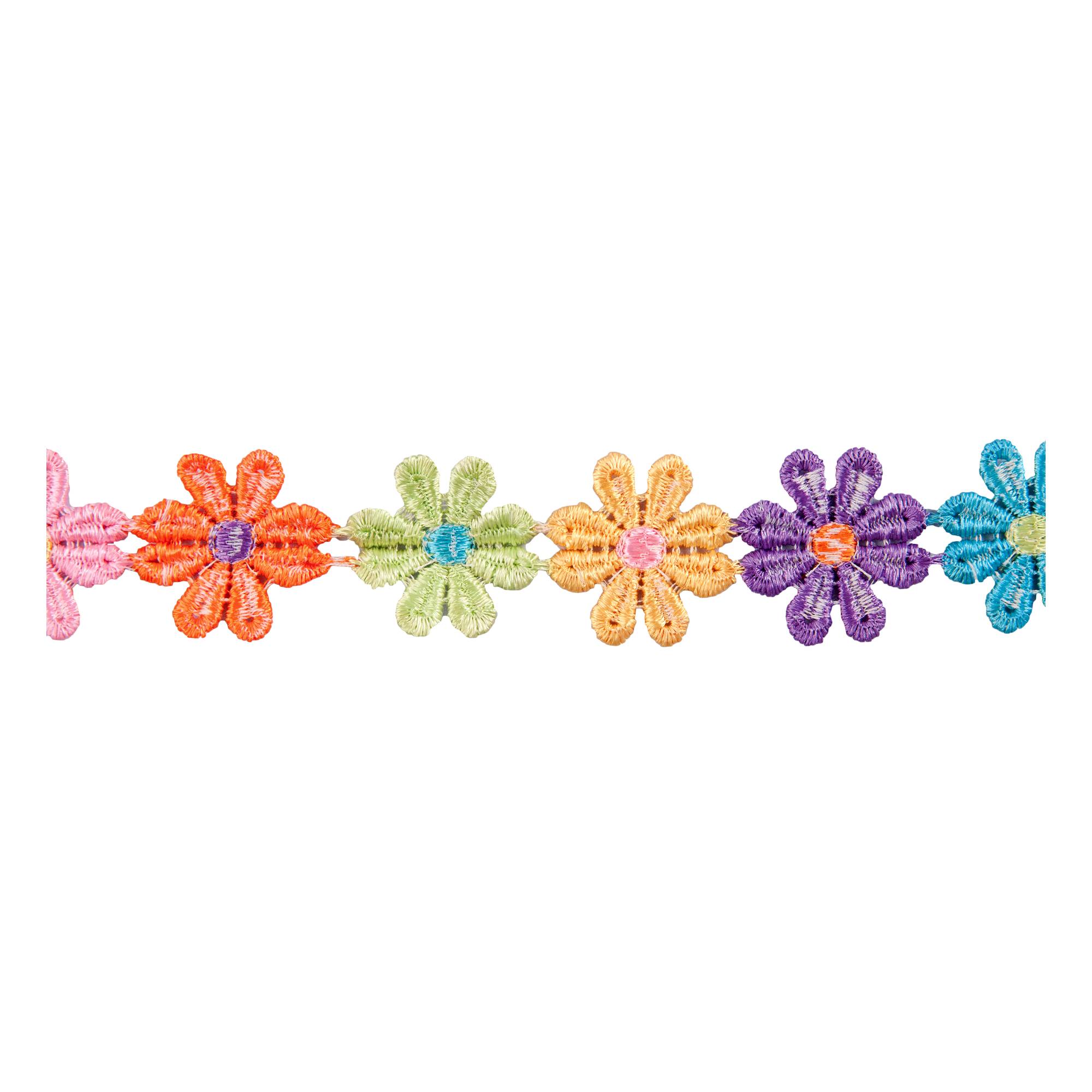 Mari：Poplin Daisy Cutwork Multicolour 25mm Guipre Daisy Lace Trim by the Metre | Hobbycraft