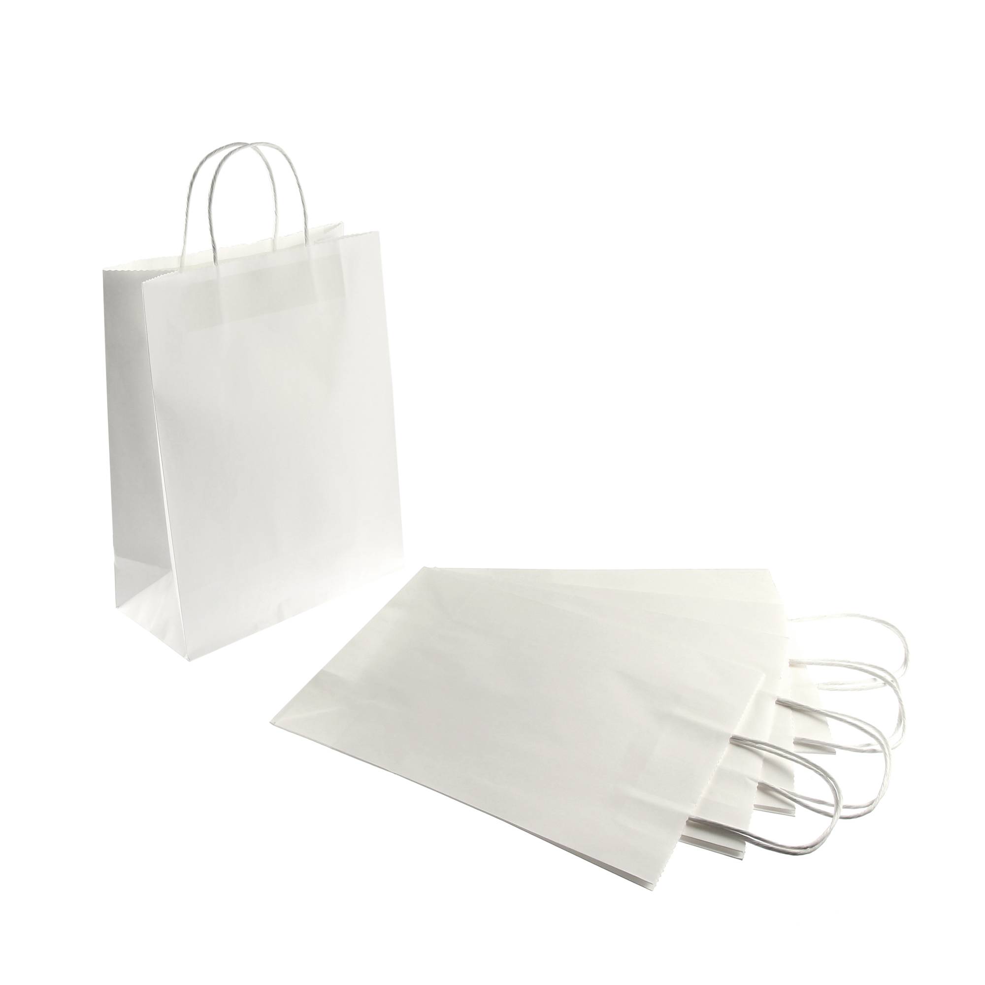 Large White Paper Shopping Bags (100 pcs.) | A&B Store Fixtures