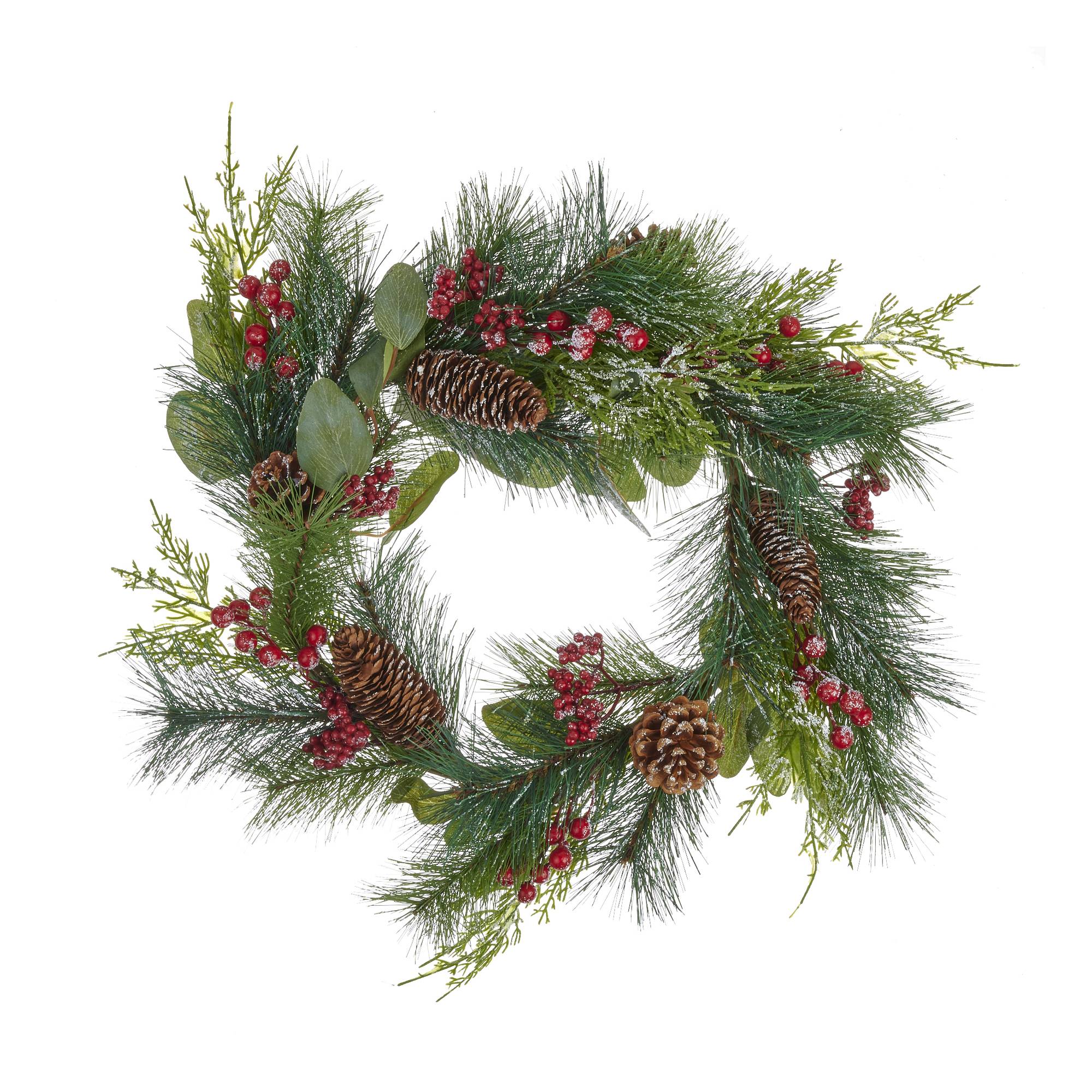 Fir Cone and Red Berry Wreath 48cm | Hobbycraft