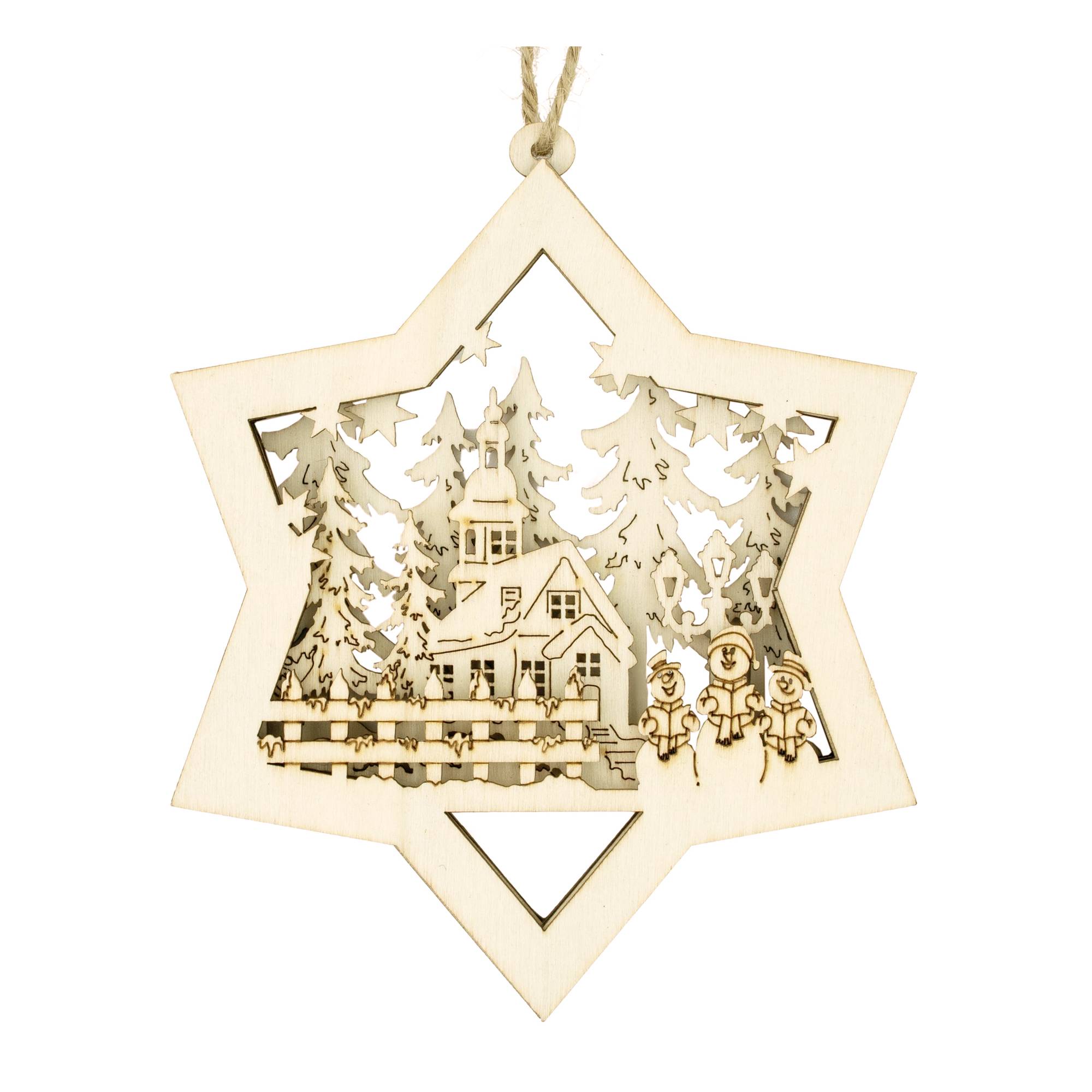 Hanging Christmas Scene Wooden Star 15cm Hobbycraft