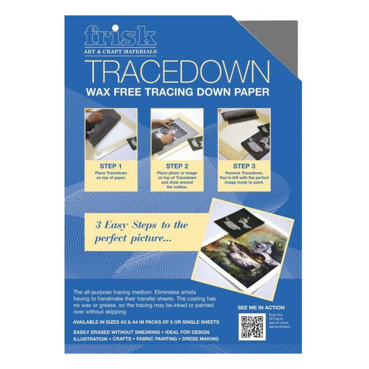 Frisk Tracedown Graphite Wax Free Transfer Paper A3 Hobbycraft