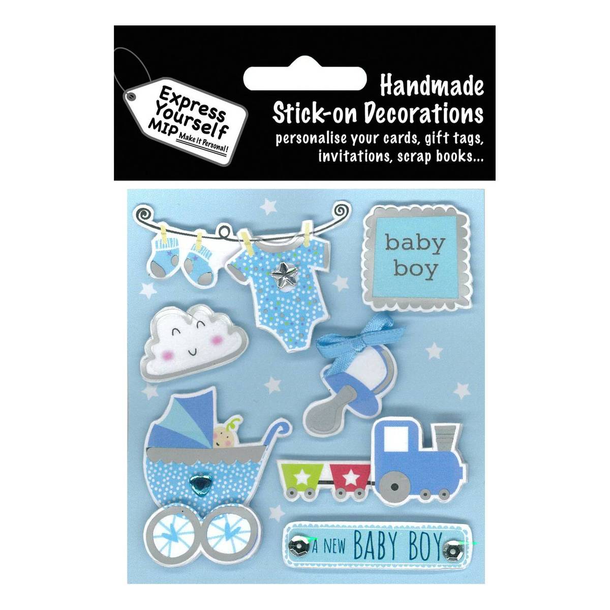 Express Yourself Baby Boy Clothes Card Toppers 7 Pieces