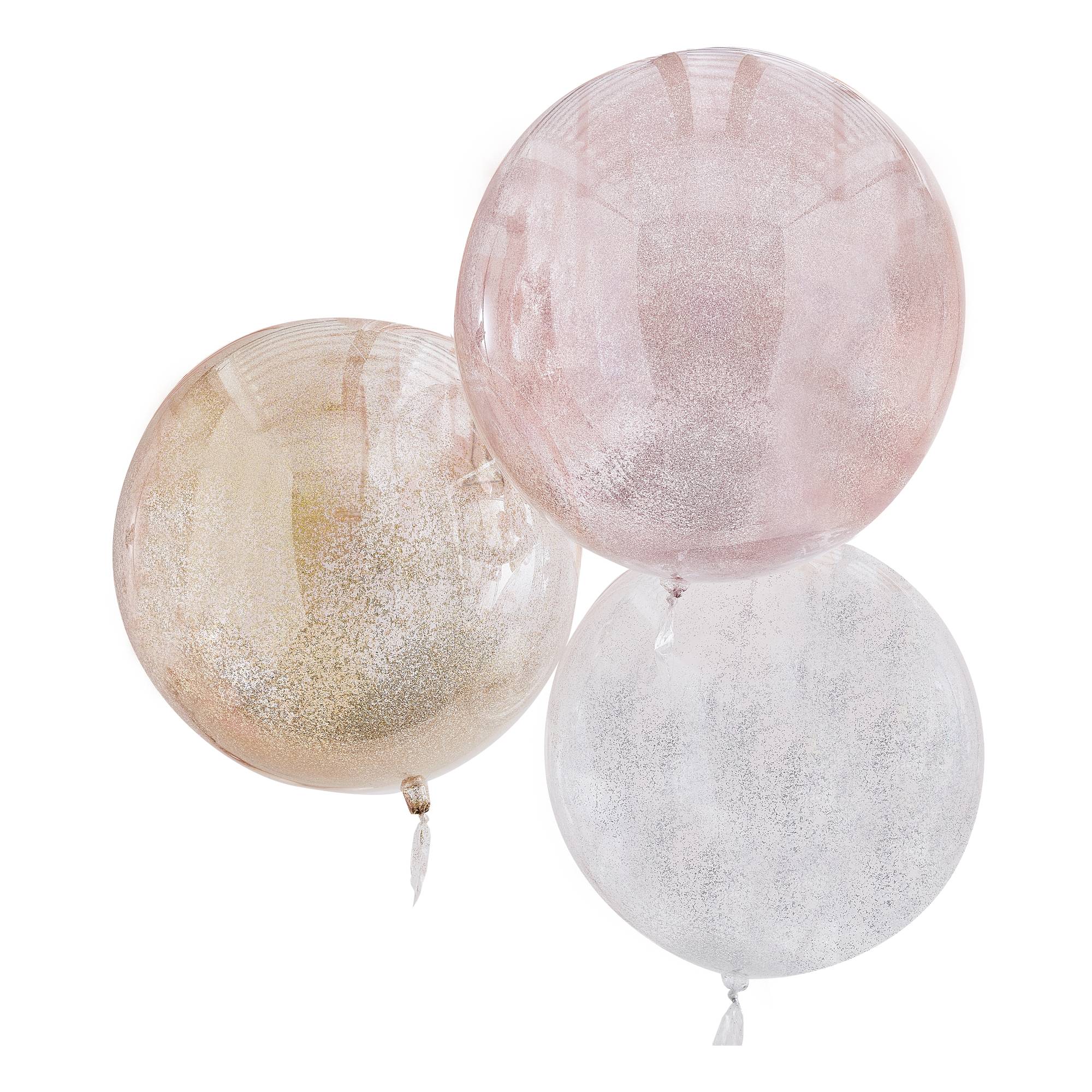 Ginger Ray Metallic Glitter Orb Balloons 3 Pack Hobbycraft