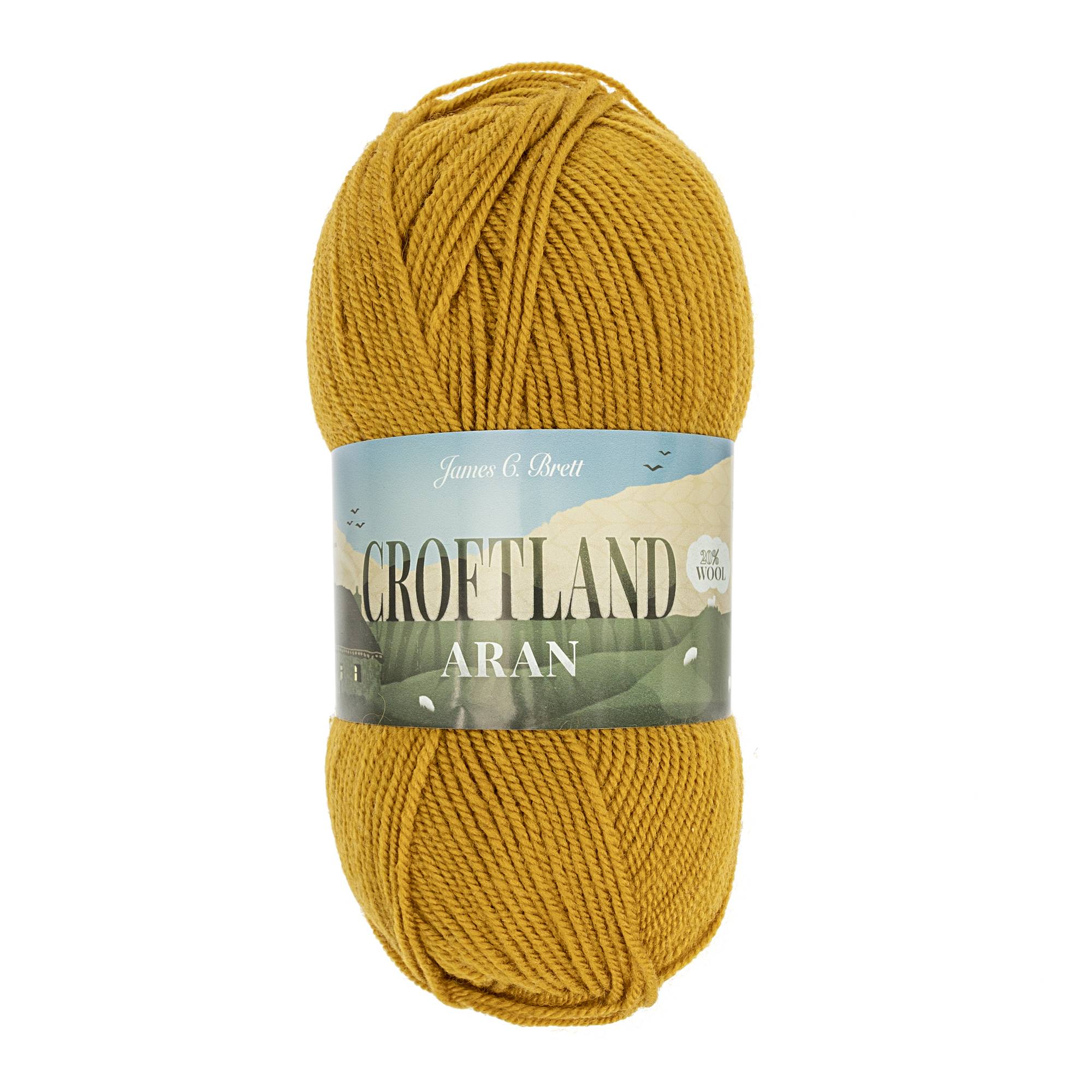 James C Brett Mustard Croftland Aran Yarn 200g Hobbycraft
