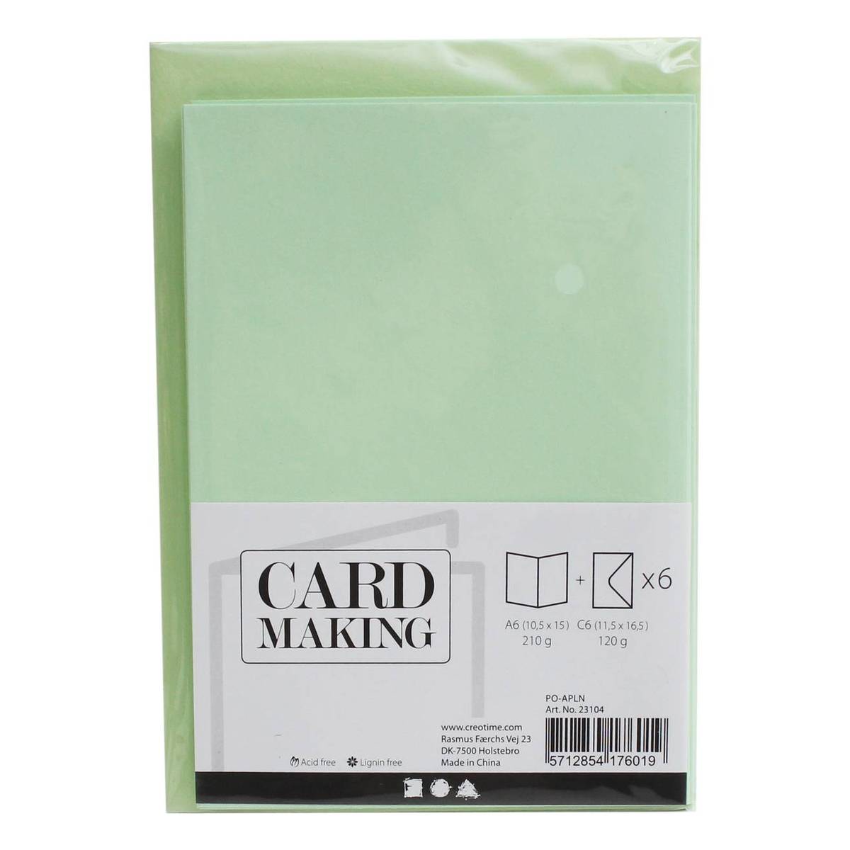 Light Green Cards and Envelopes A6 6 Pack