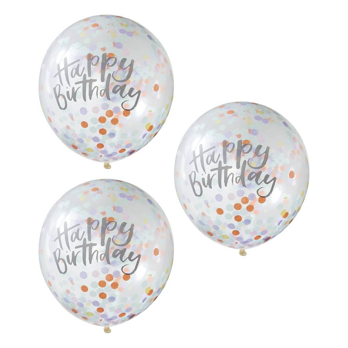 Ginger Ray Pastel Birthday Confetti Balloons 5 Pack Hobbycraft