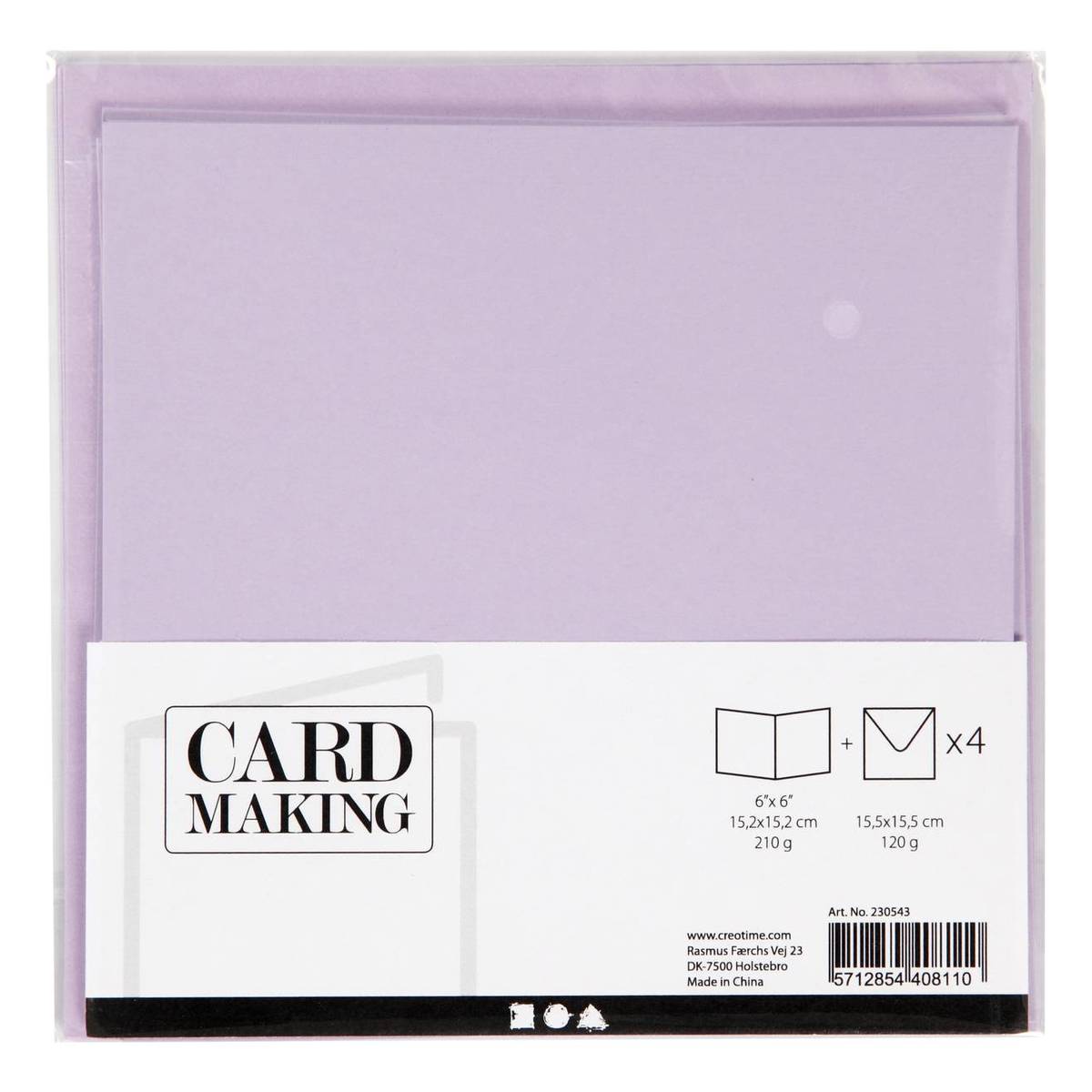 Lilac Cards and Envelopes 6 x 6 Inches 4 Pack