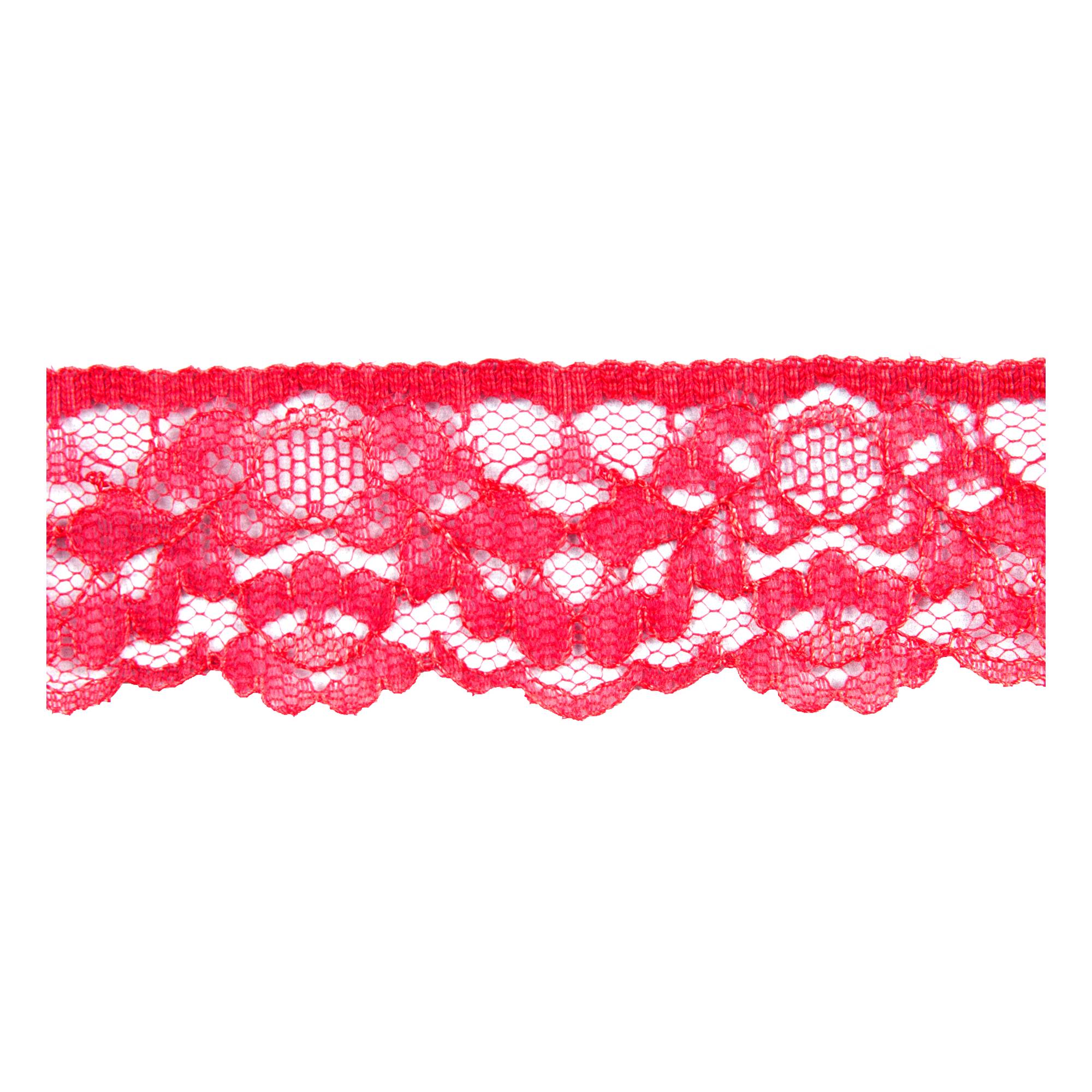 Coral Red 35mm Floral Nylon Lace Trim by the Metre Hobbycraft