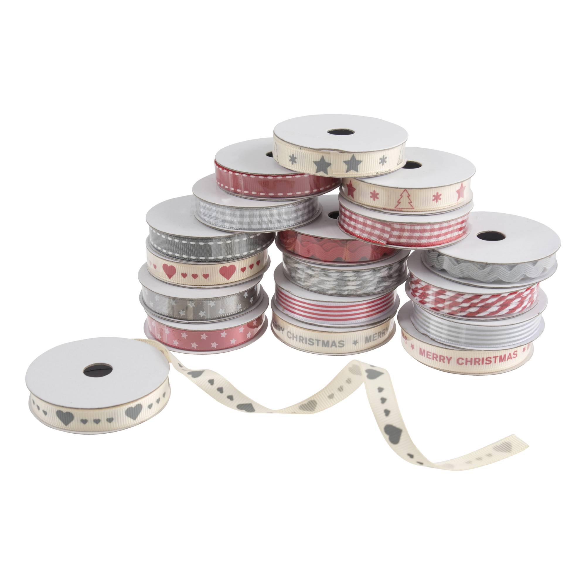 Mixed Scandi Christmas Ribbons 18 Pack Hobbycraft