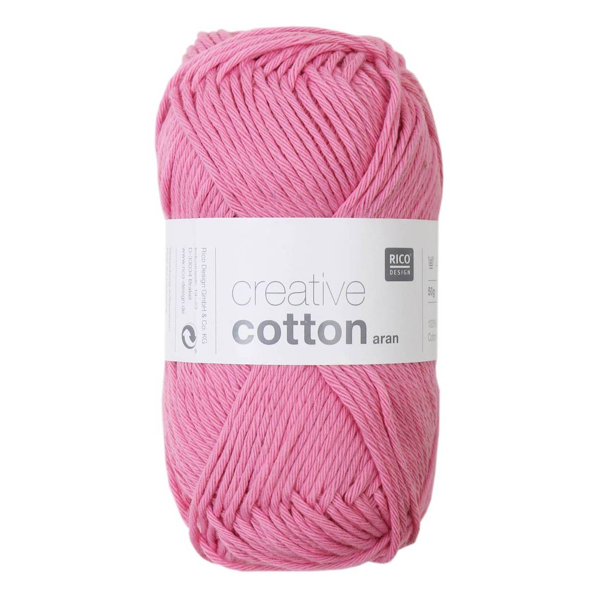 Rico Candy Pink Creative Cotton Aran Yarn 50 g | Hobbycraft