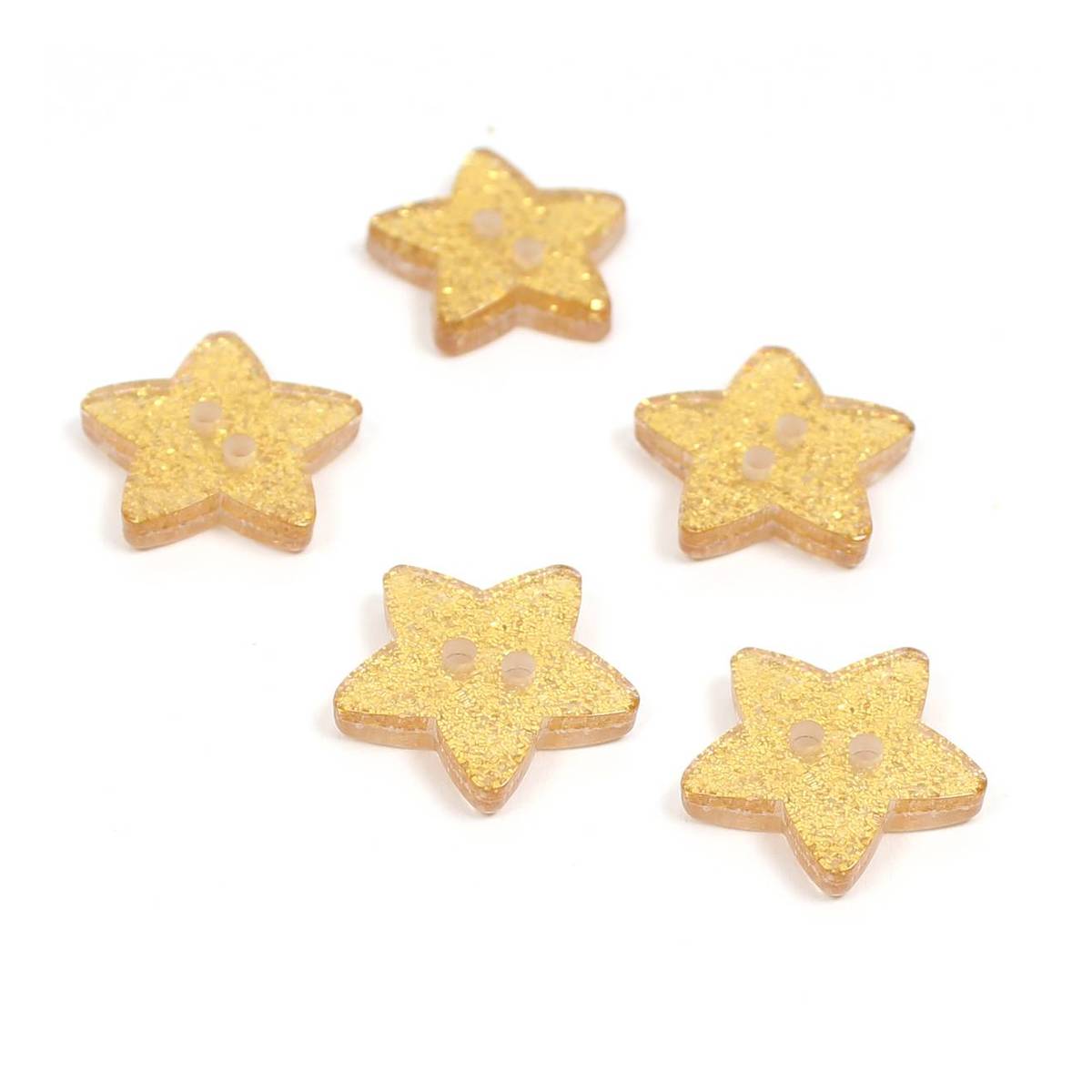 Hemline Yellow Novelty Star Button 5 Pack