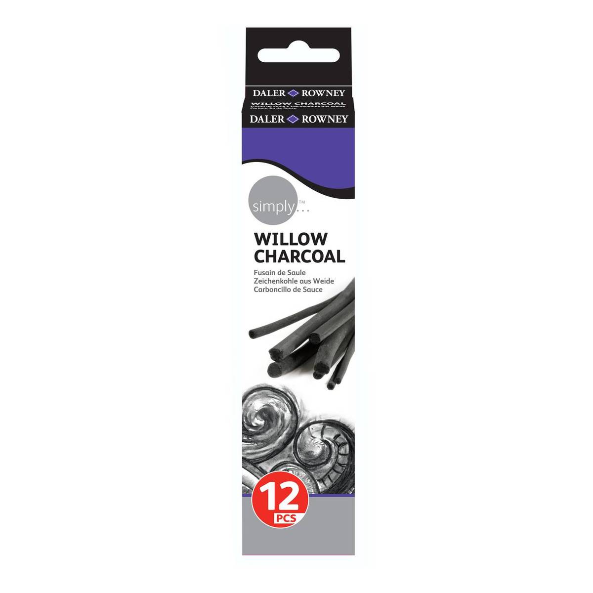  Winsor & Newton Artists' Willow Charcoal, Thin, Box of 12