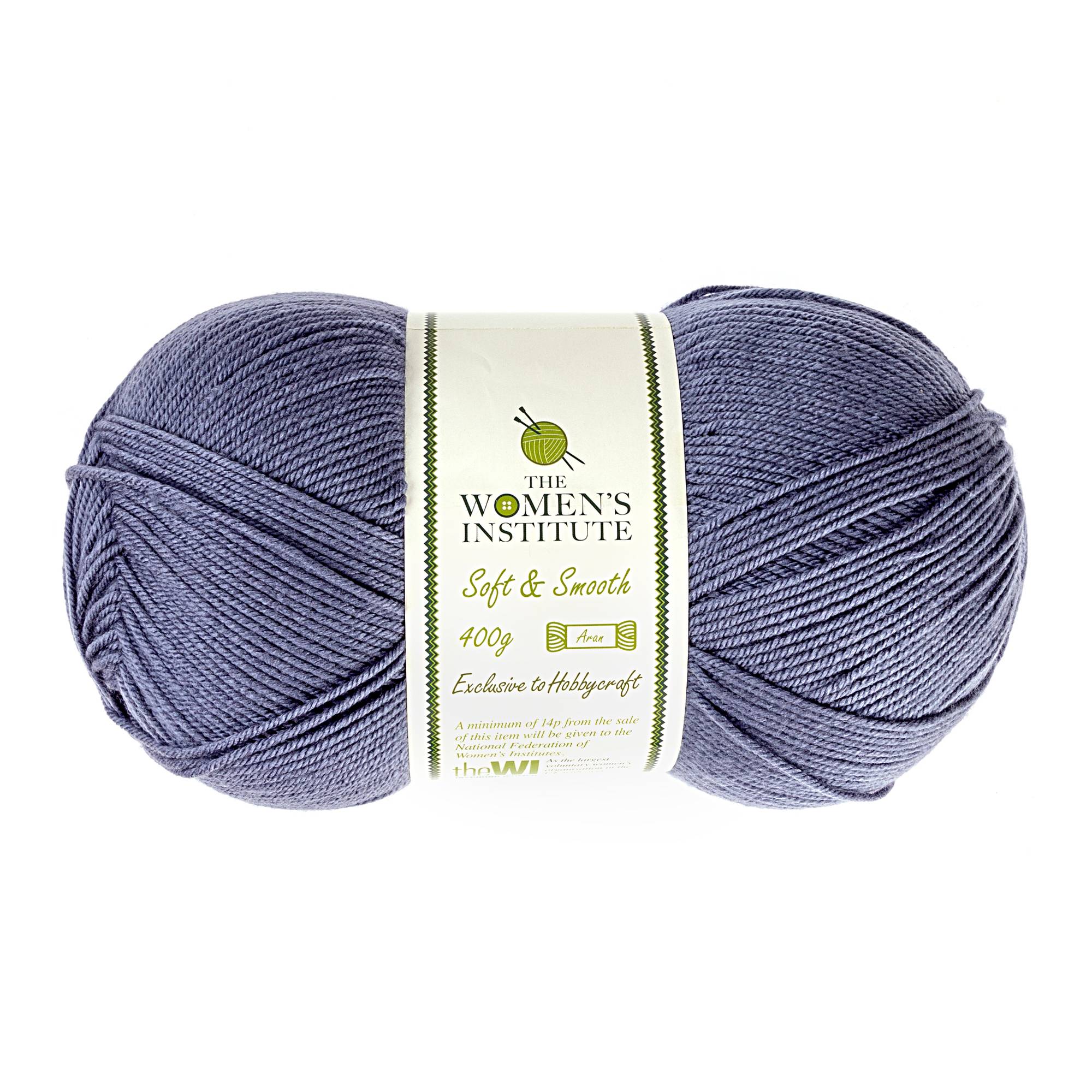 Women's Institute Blue and Grey Soft and Smooth Aran Yarn 400g Hobbycraft