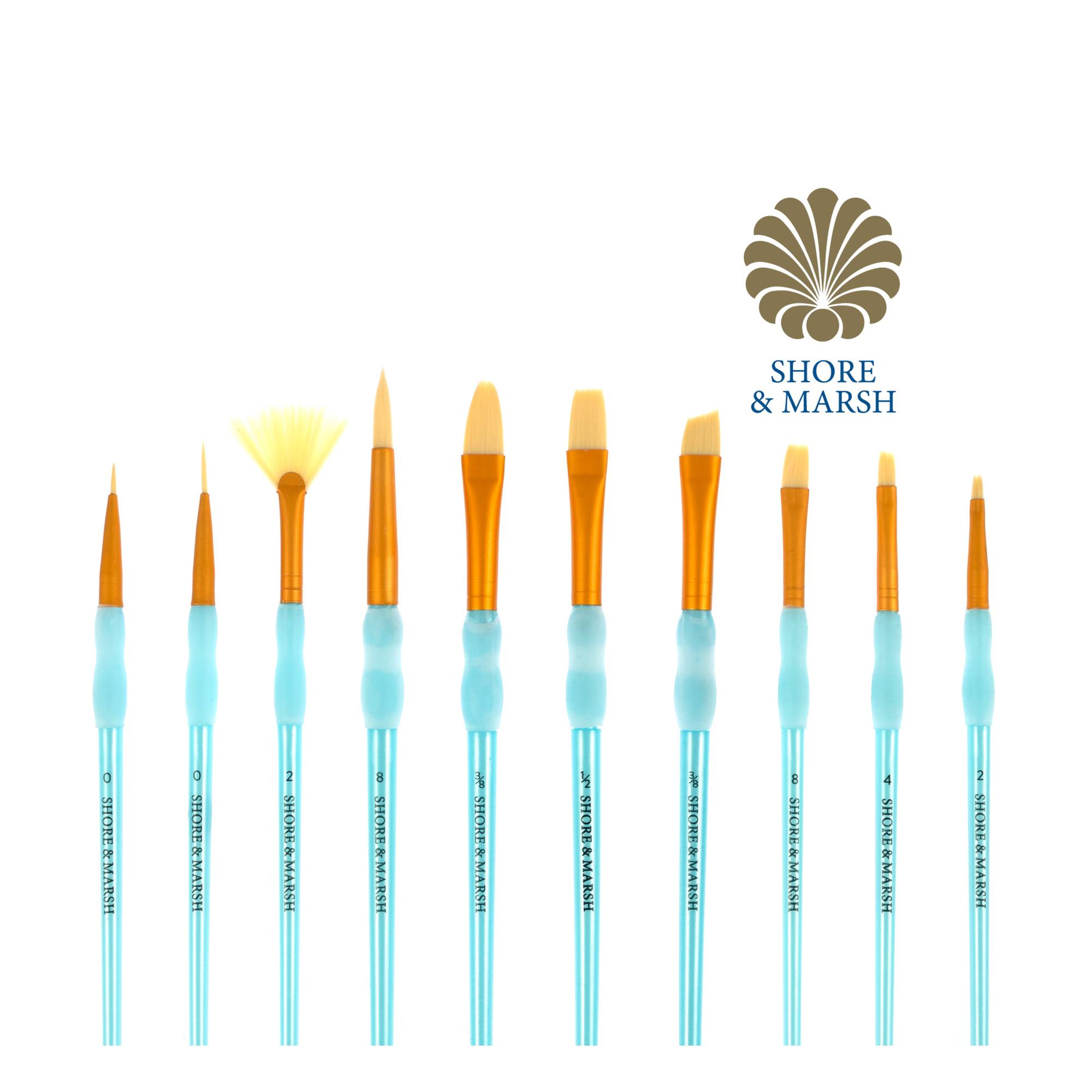 Shore & Marsh Synthetic Grip Brushes 10 Pack Hobbycraft