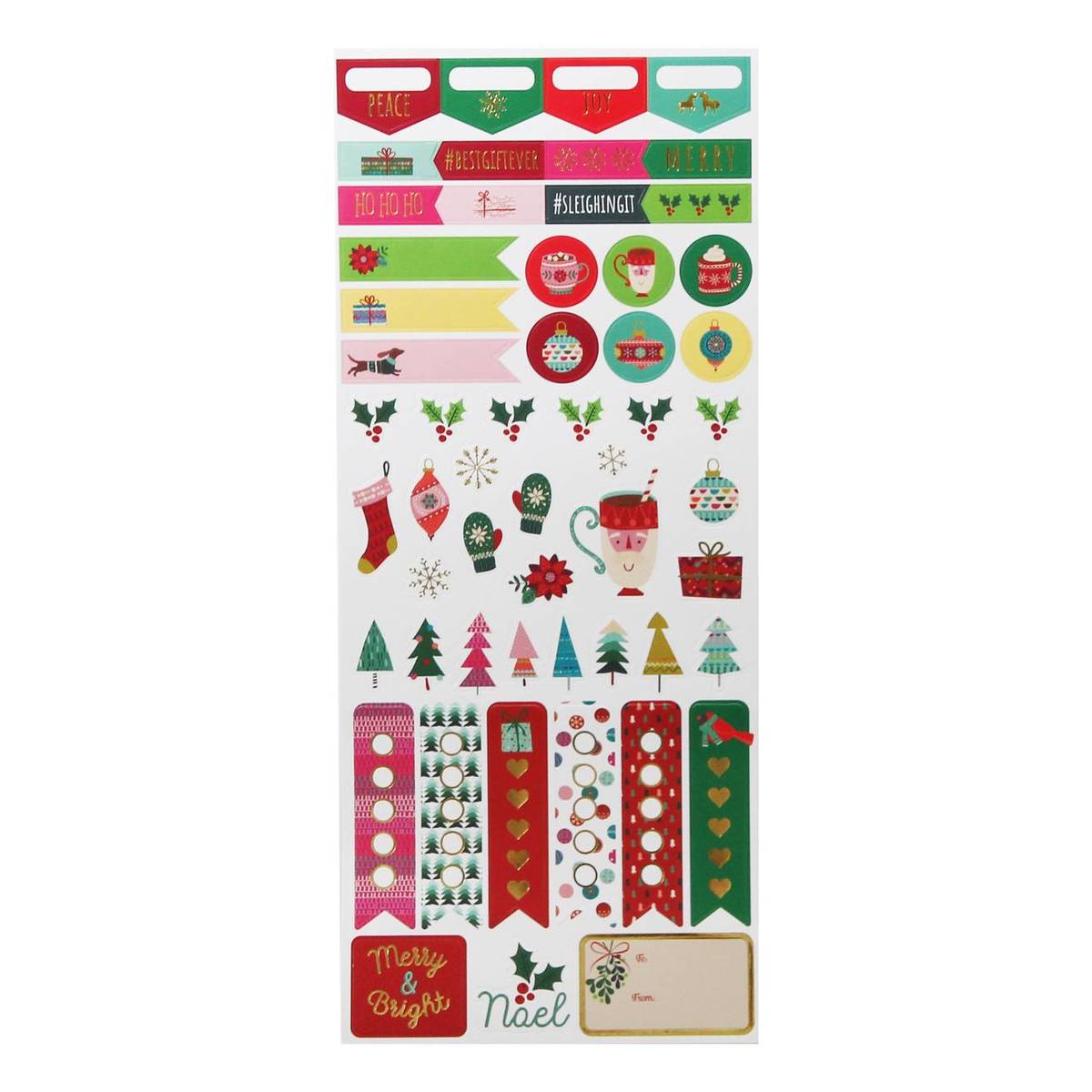 Assorted Gold Foil Christmas Stickers 55 Pack Hobbycraft
