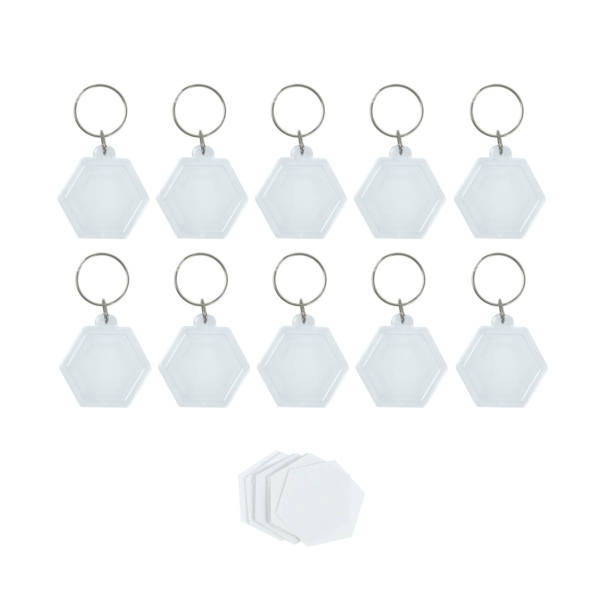 Clear Hexagon Keyrings 10 Pack Hobbycraft