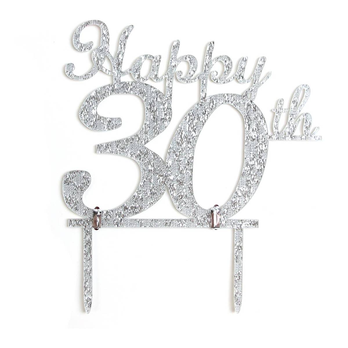 Silver Happy 30th Cake Topper Hobbycraft