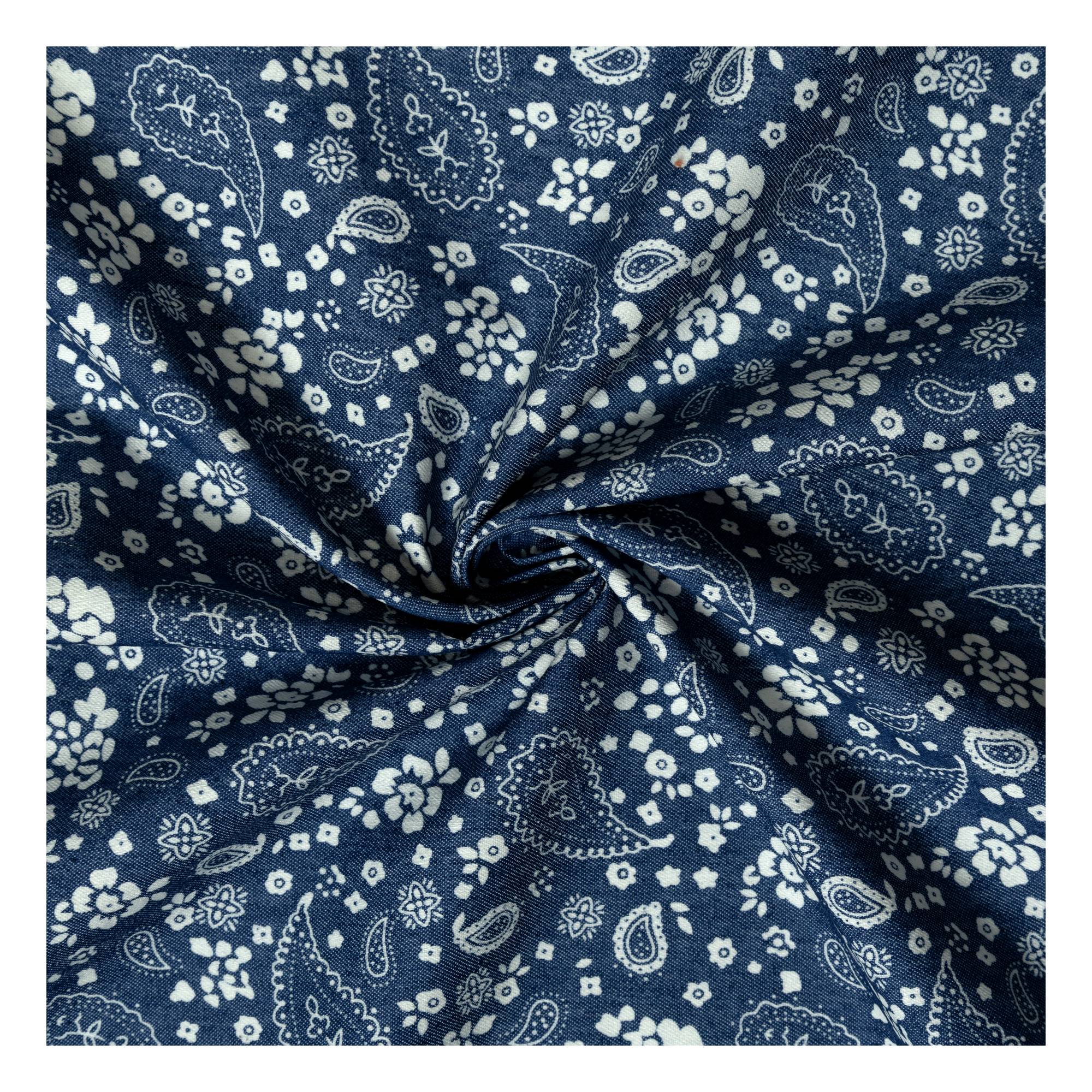 Paisley Print Chambray Fabric by the Metre | Hobbycraft