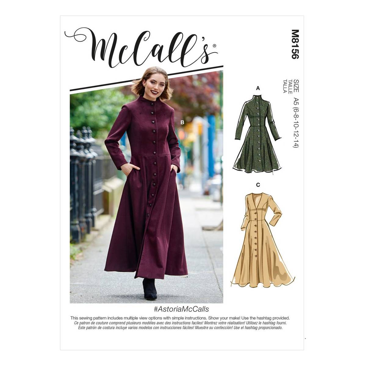 McCall’s Astoria Coats Sewing Pattern M8156 (16-24) | Hobbycraft