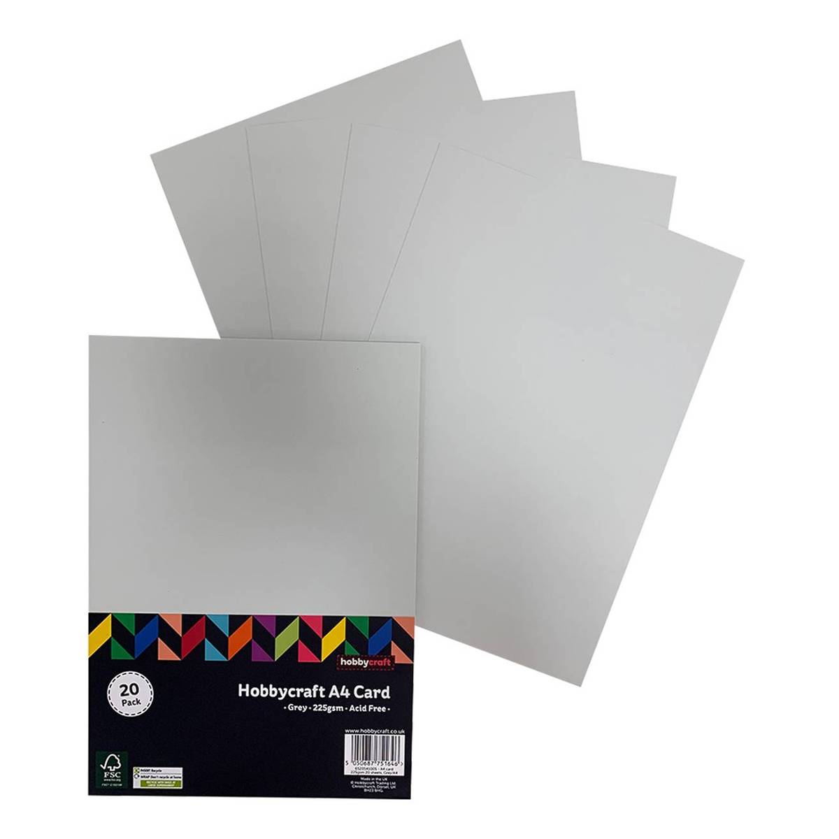 Grey Card A4 20 Pack Hobbycraft