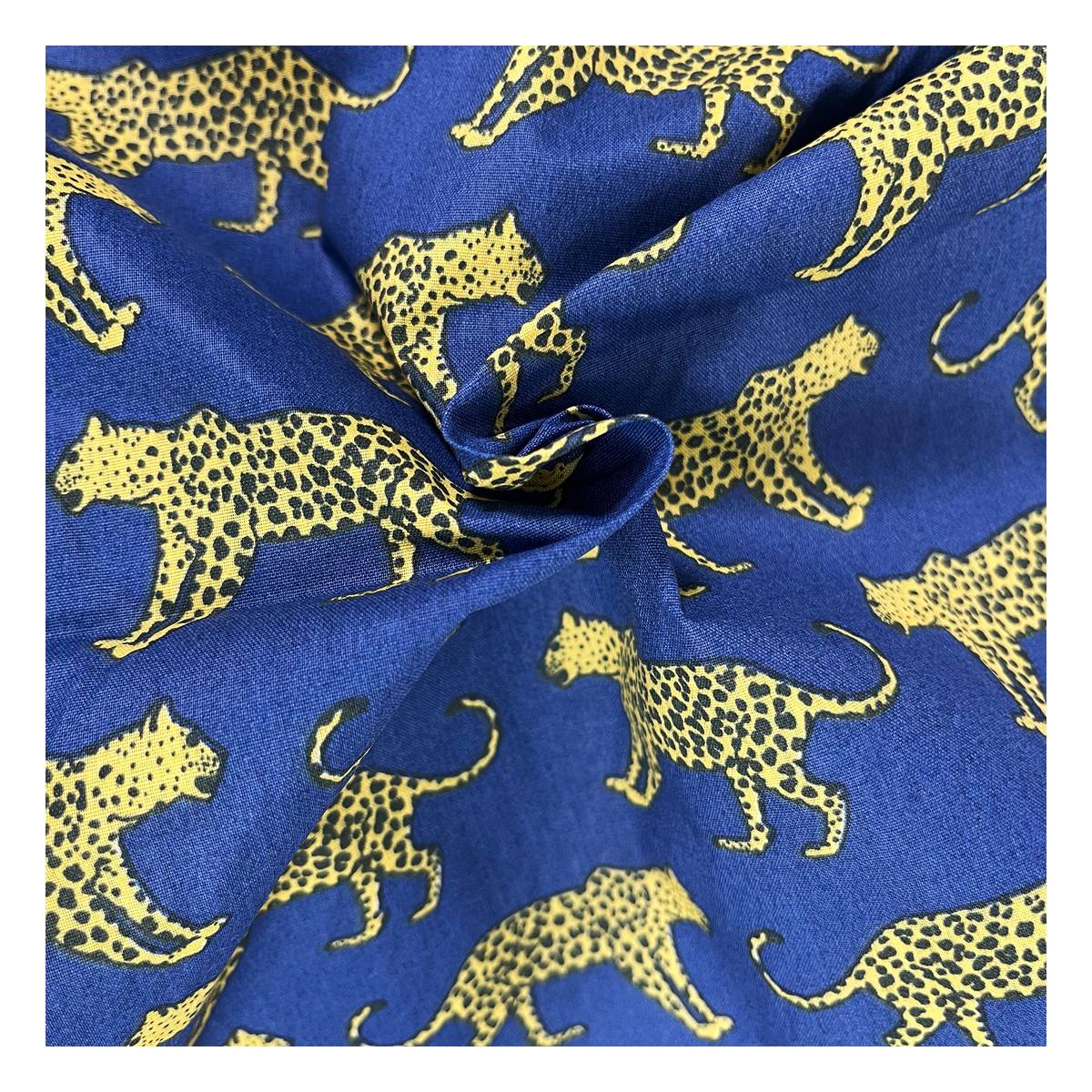 Navy Leopard Polycotton Fabric by the Metre Hobbycraft