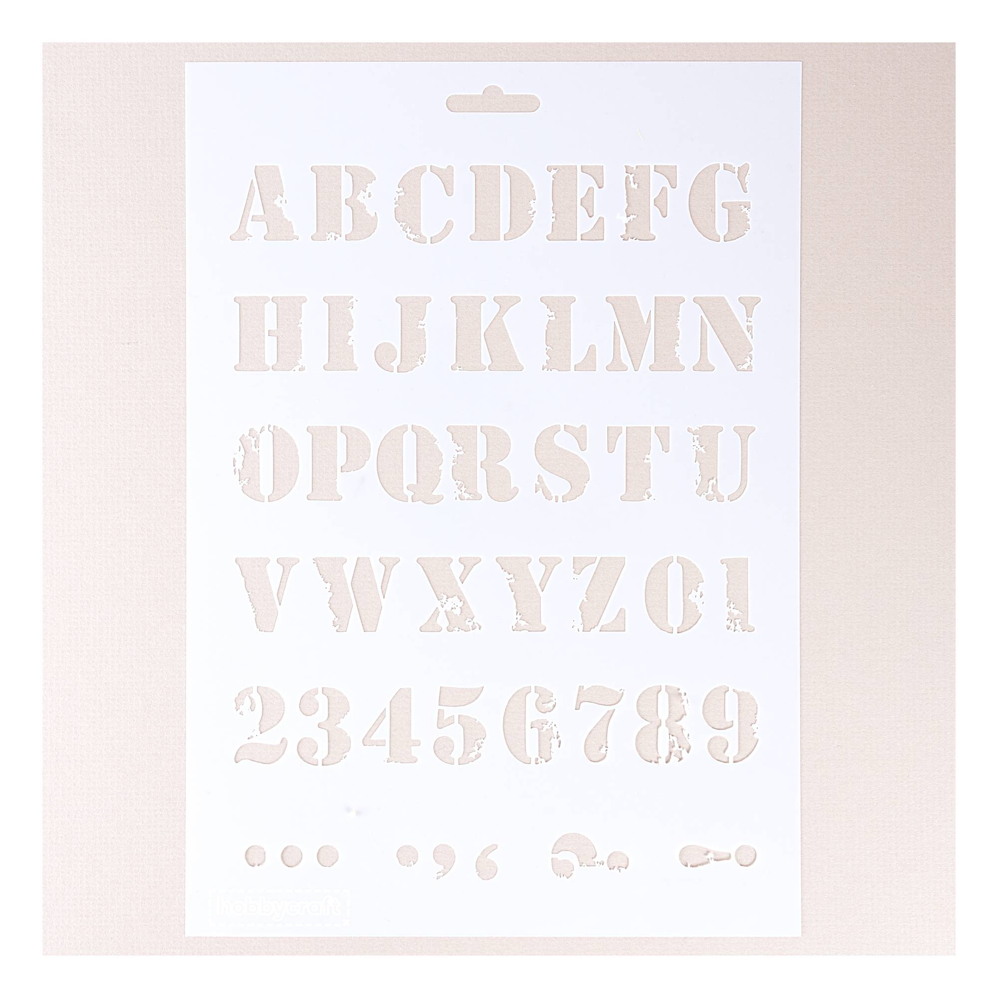 Distressed Alphabet Stencil 21cm x 29cm Hobbycraft