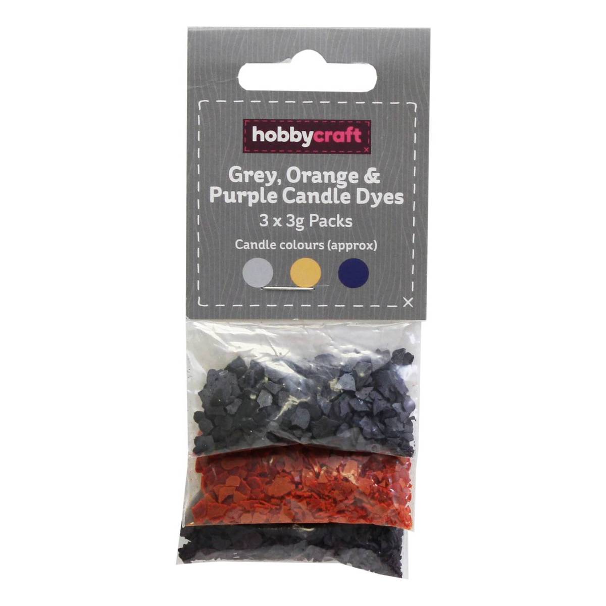 Grey Orange and Purple Candle Making Dye 3g 3 Pack Hobbycraft