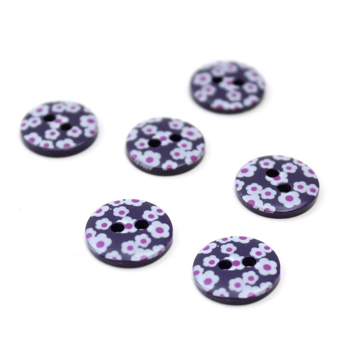 Hemline Blue Novelty Patterned Button 6 Pack Hobbycraft