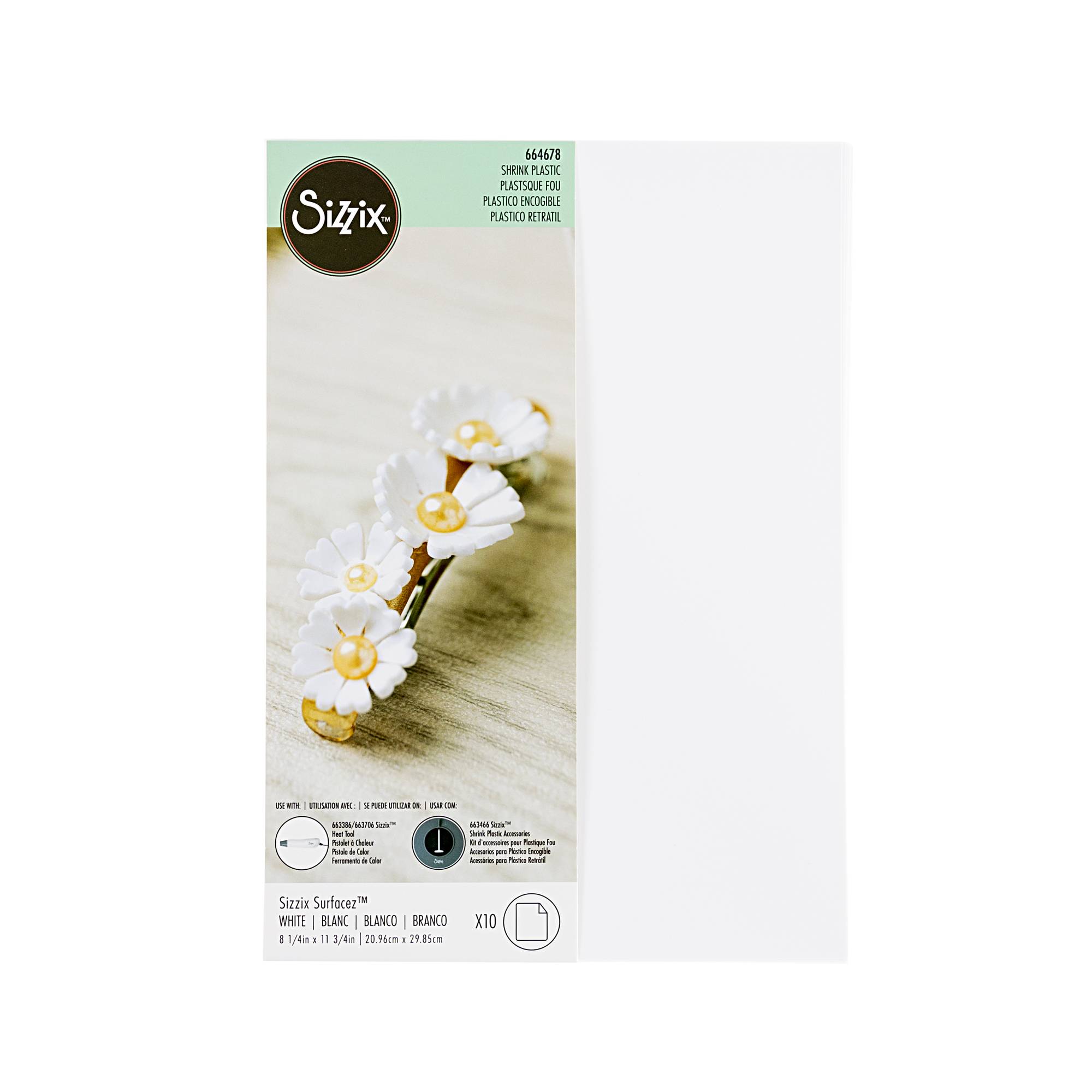 Sizzix Surfacez White Shrink Plastic 10 Sheets Hobbycraft