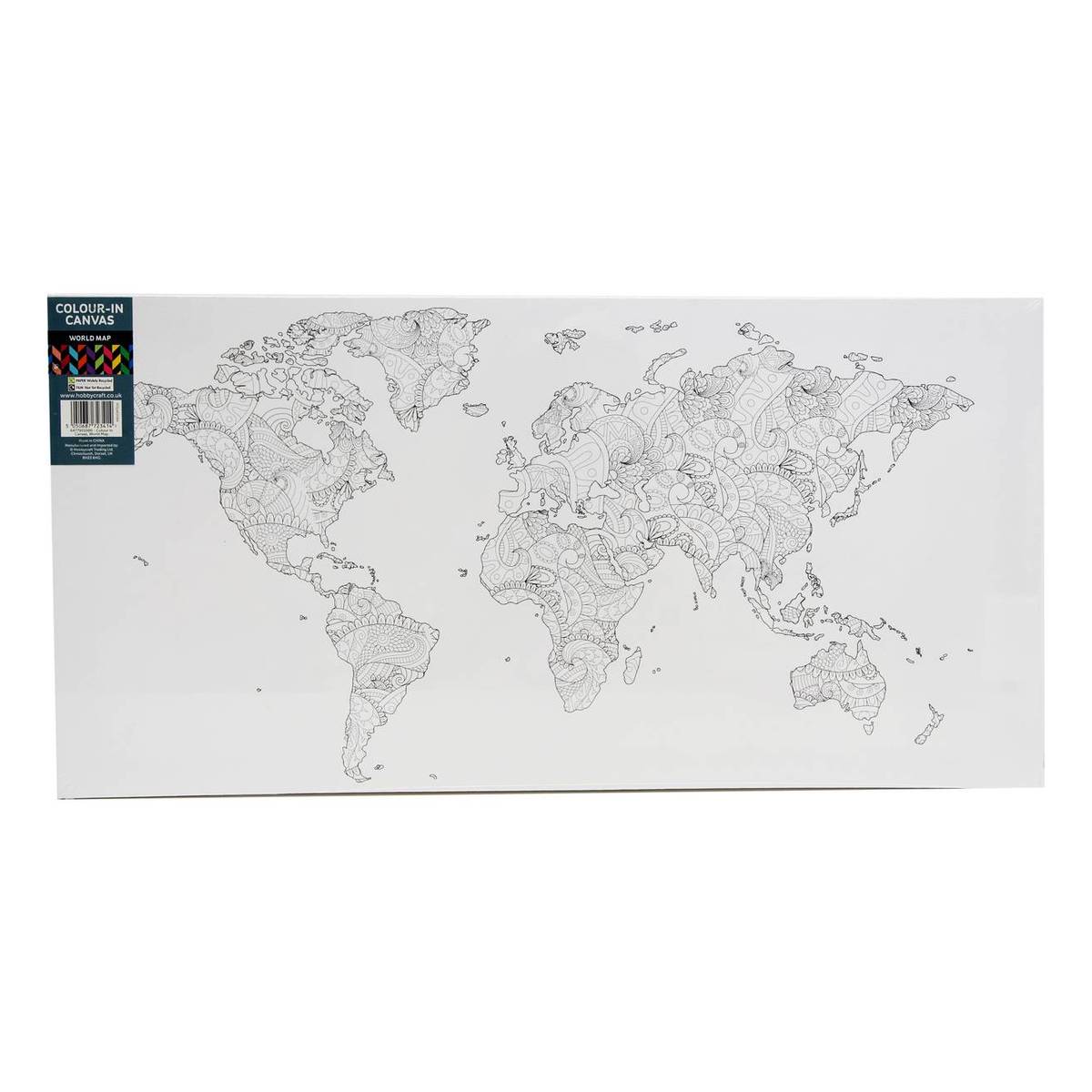 World Map Colour In Canvas World Map Colour-In Canvas | Hobbycraft