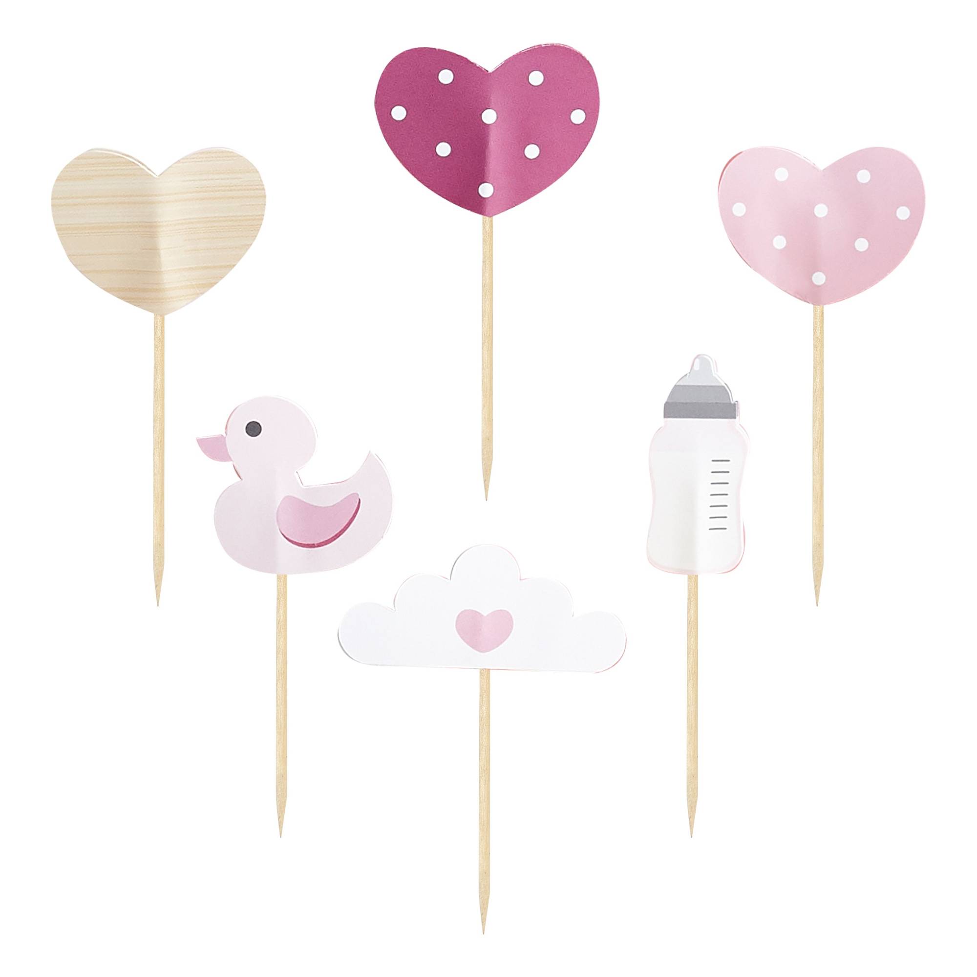 Pink Baby Shower Cake Topper Picks 6 Pack Hobbycraft