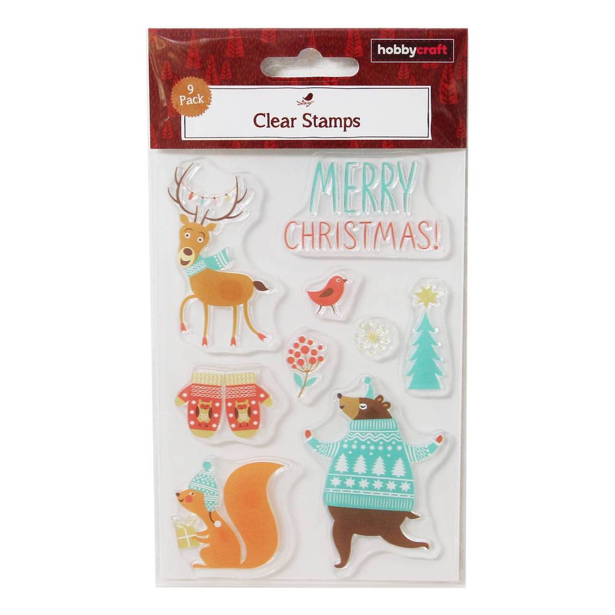 Christmas Woodland Animals Clear Stamps 9 Pack Hobbycraft