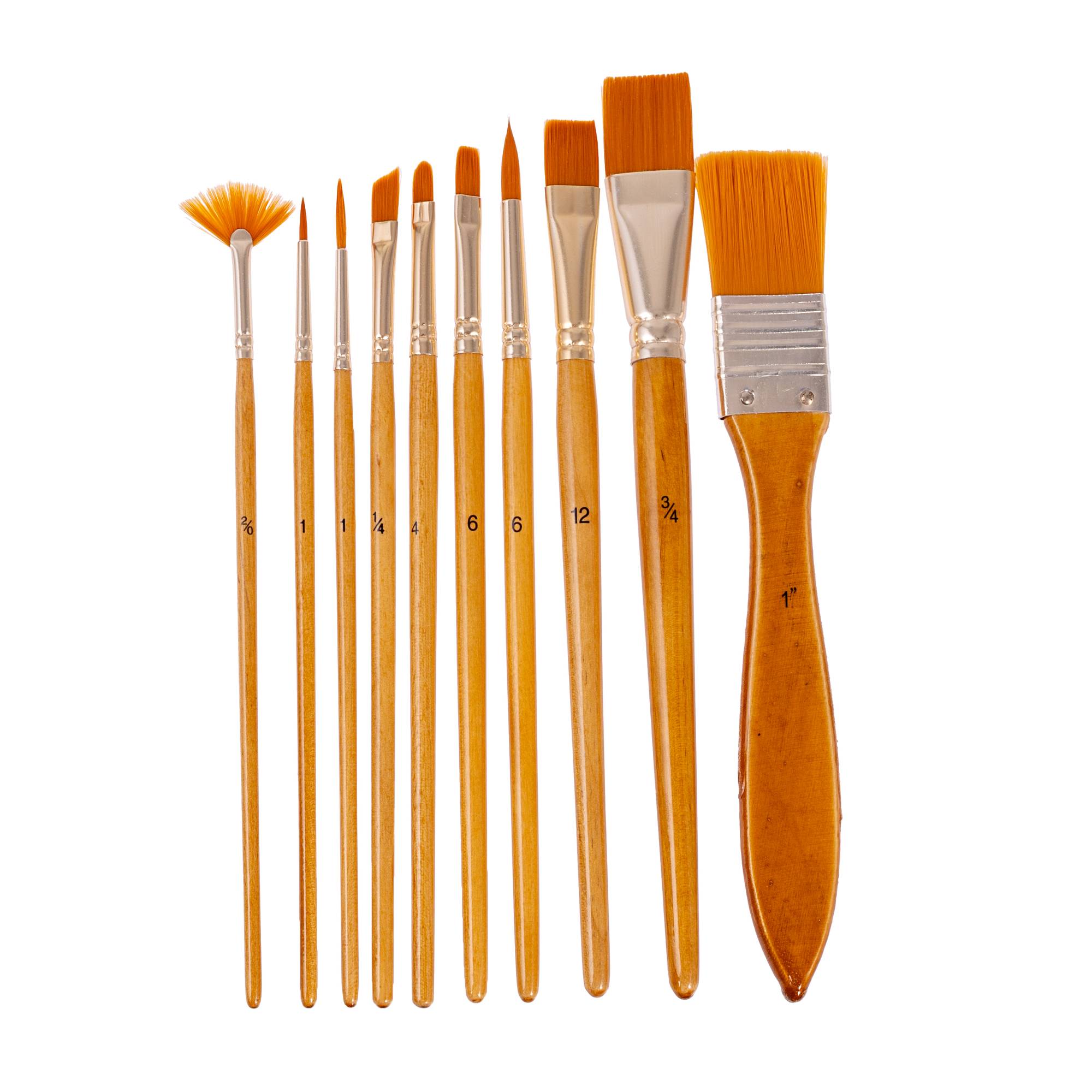Gold Taklon Brushes 10 Pack Hobbycraft