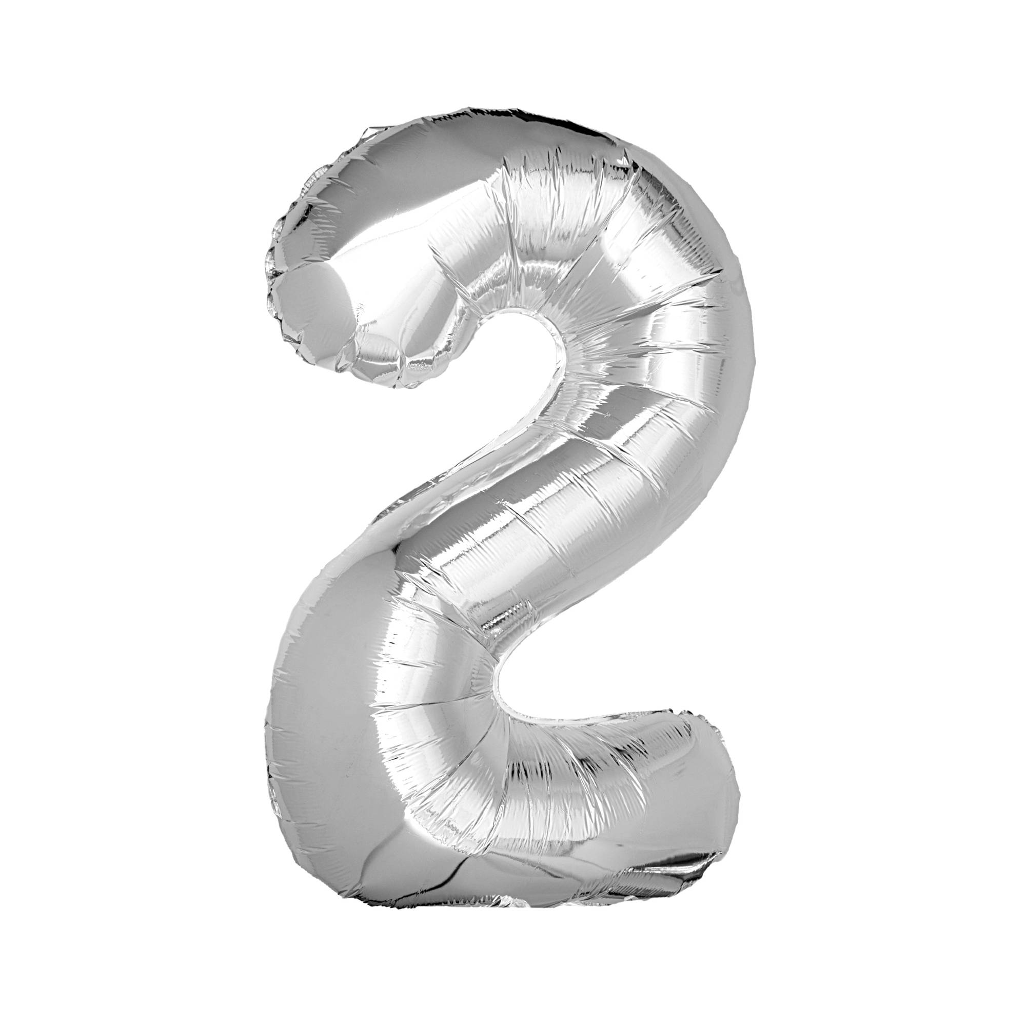 Extra Large Silver Foil Number 2 Balloon
