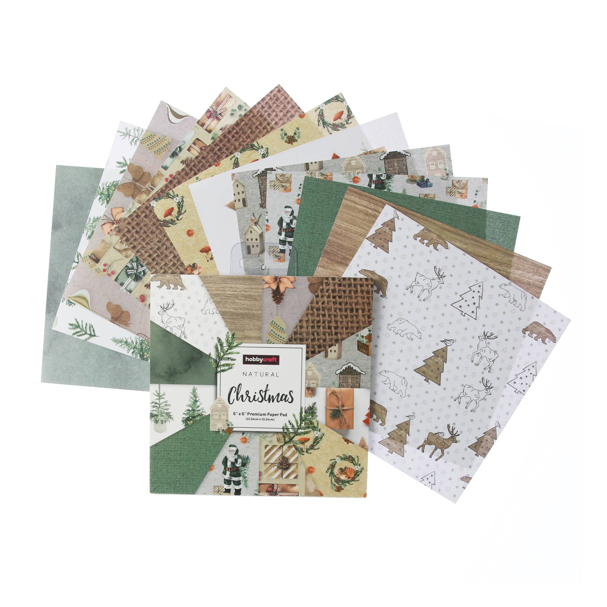 Natural Christmas 6 x 6 Inches Paper Pad 24 Sheets Hobbycraft