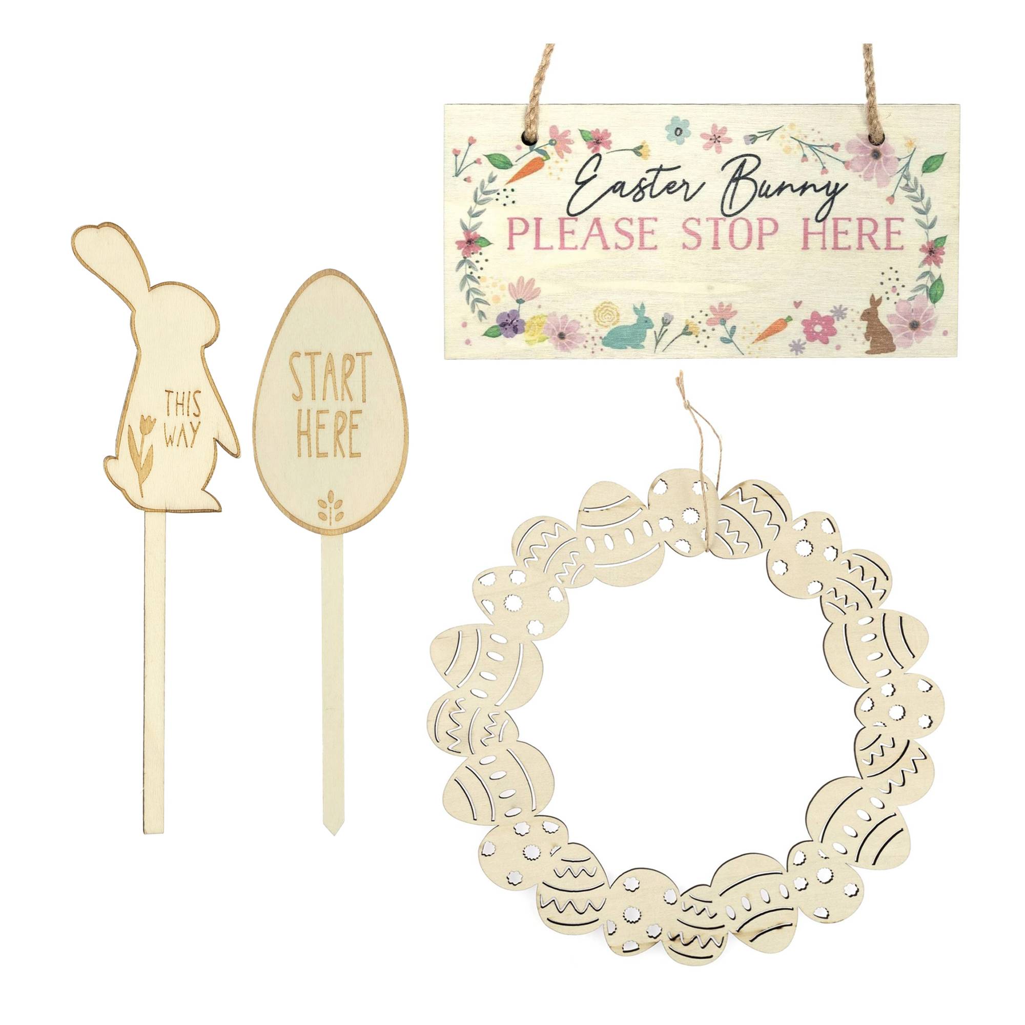 Easter Wooden Decorations Bundle Hobbycraft