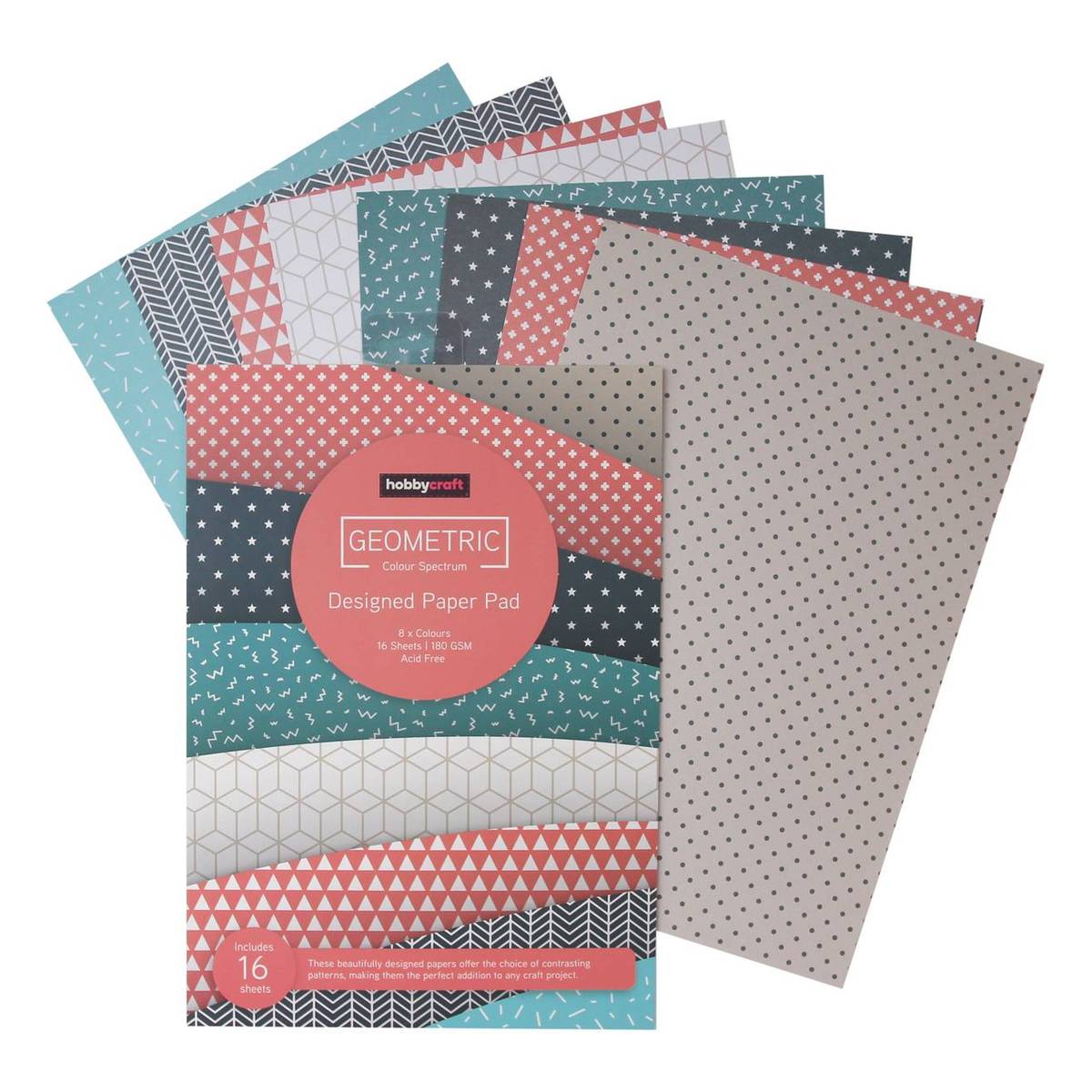 Geometric Designed Paper Pad A4 16 Sheets Hobbycraft