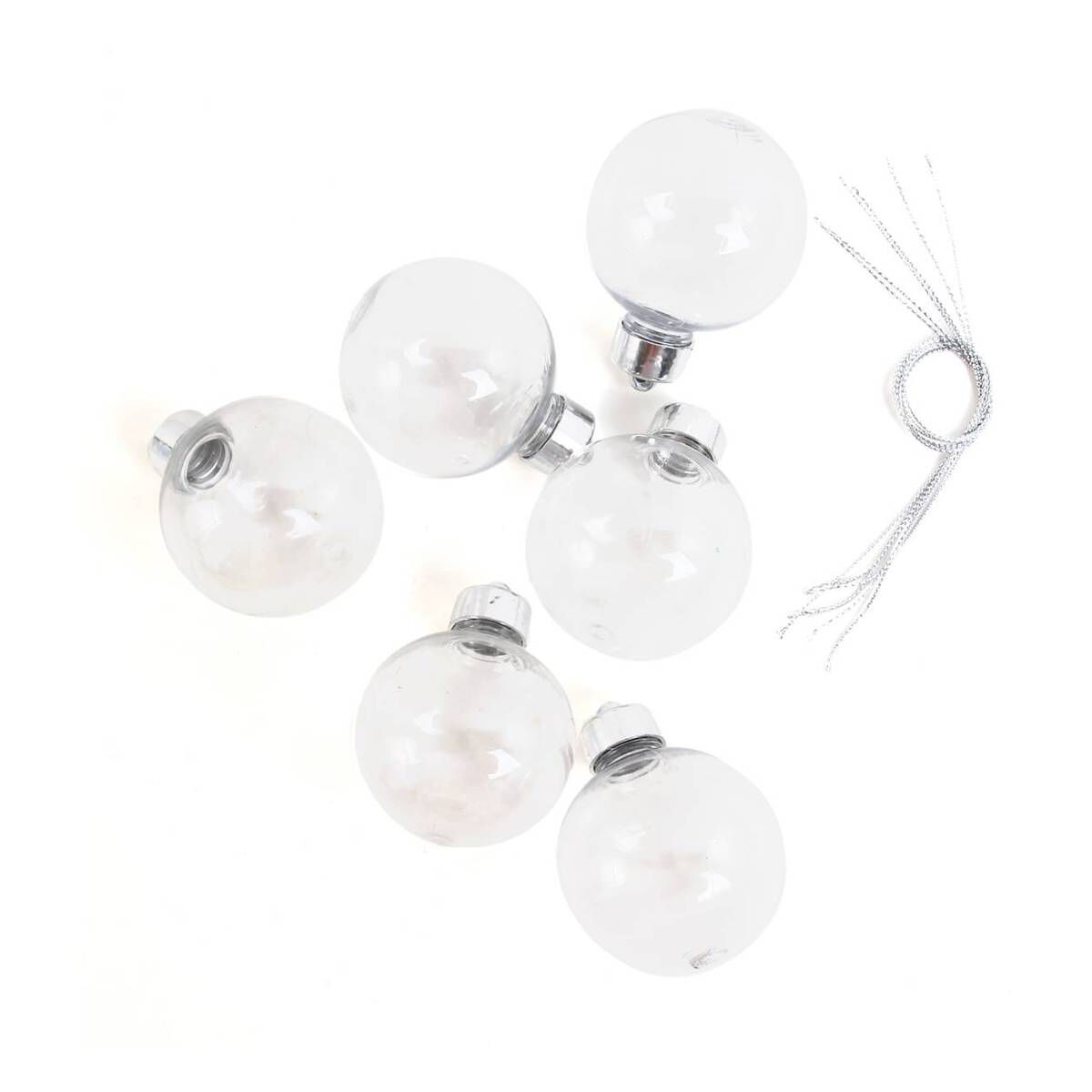 Hanging Fillable Baubles 6cm 6 Pack
