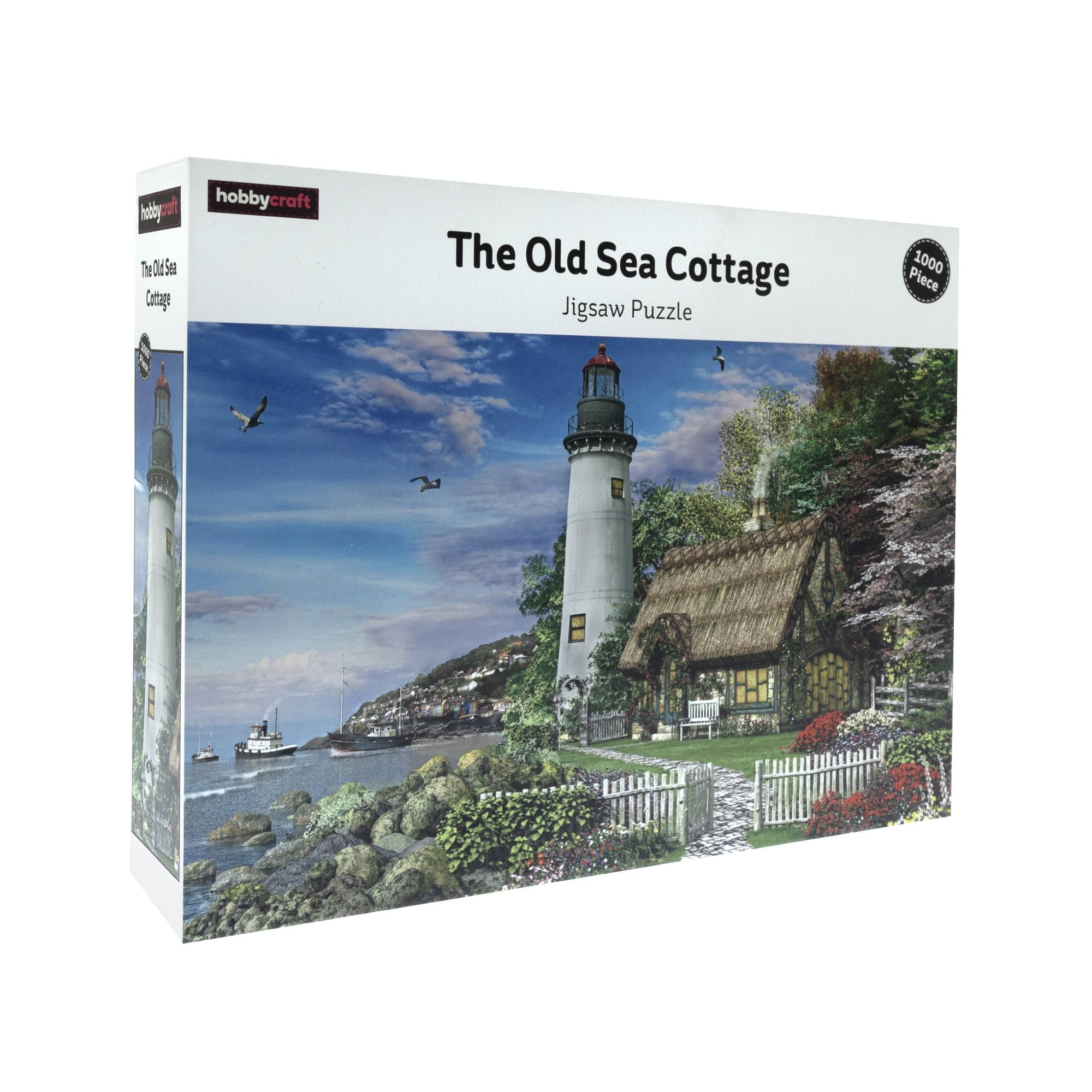 Puzzle 1000 Pezzi Seaside Houses Per Adulti - Cottage Costiero Con Fiori E Barche, Carta Riciclata, Poster Incluso