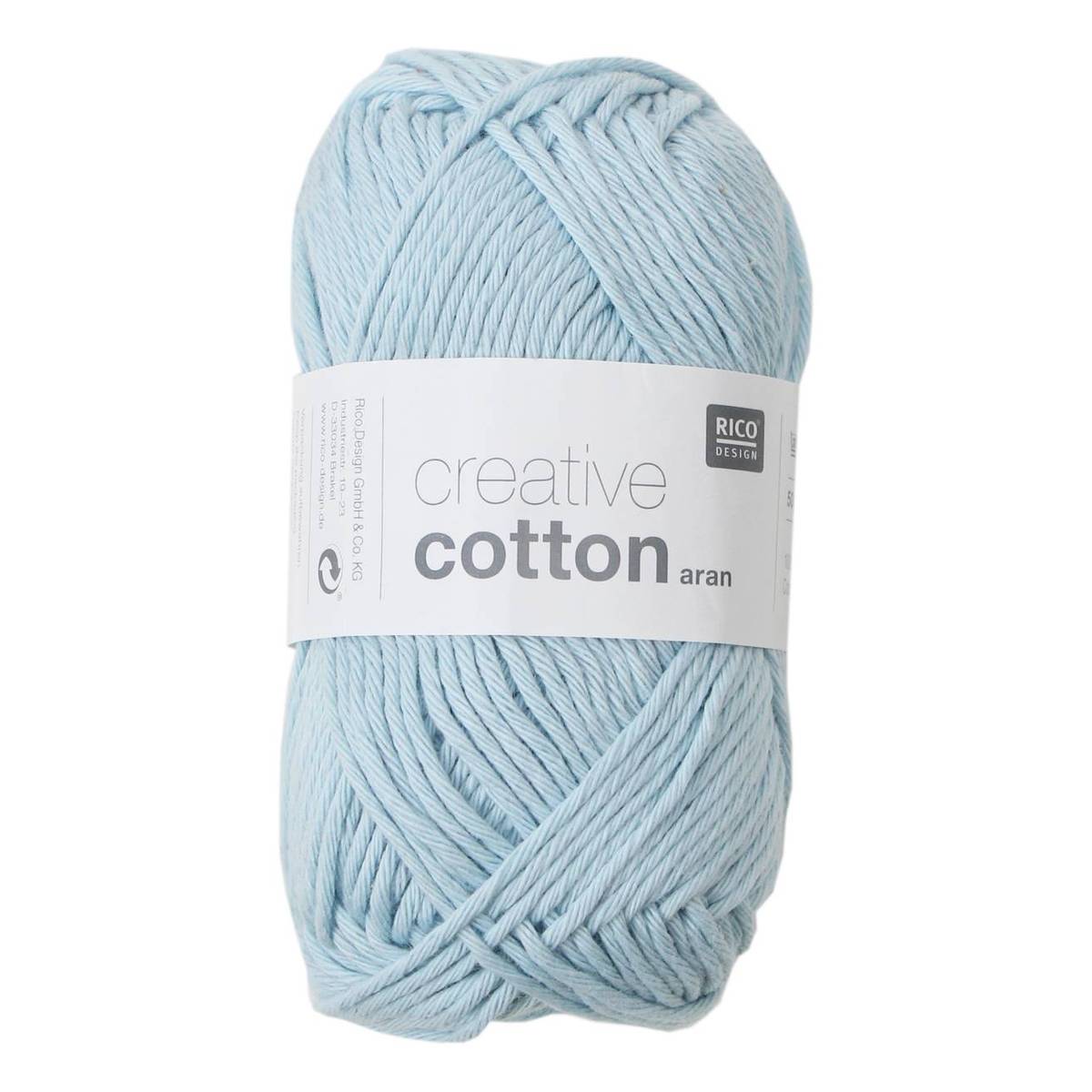 Rico Light Blue Creative Cotton Aran Yarn 50 g Hobbycraft