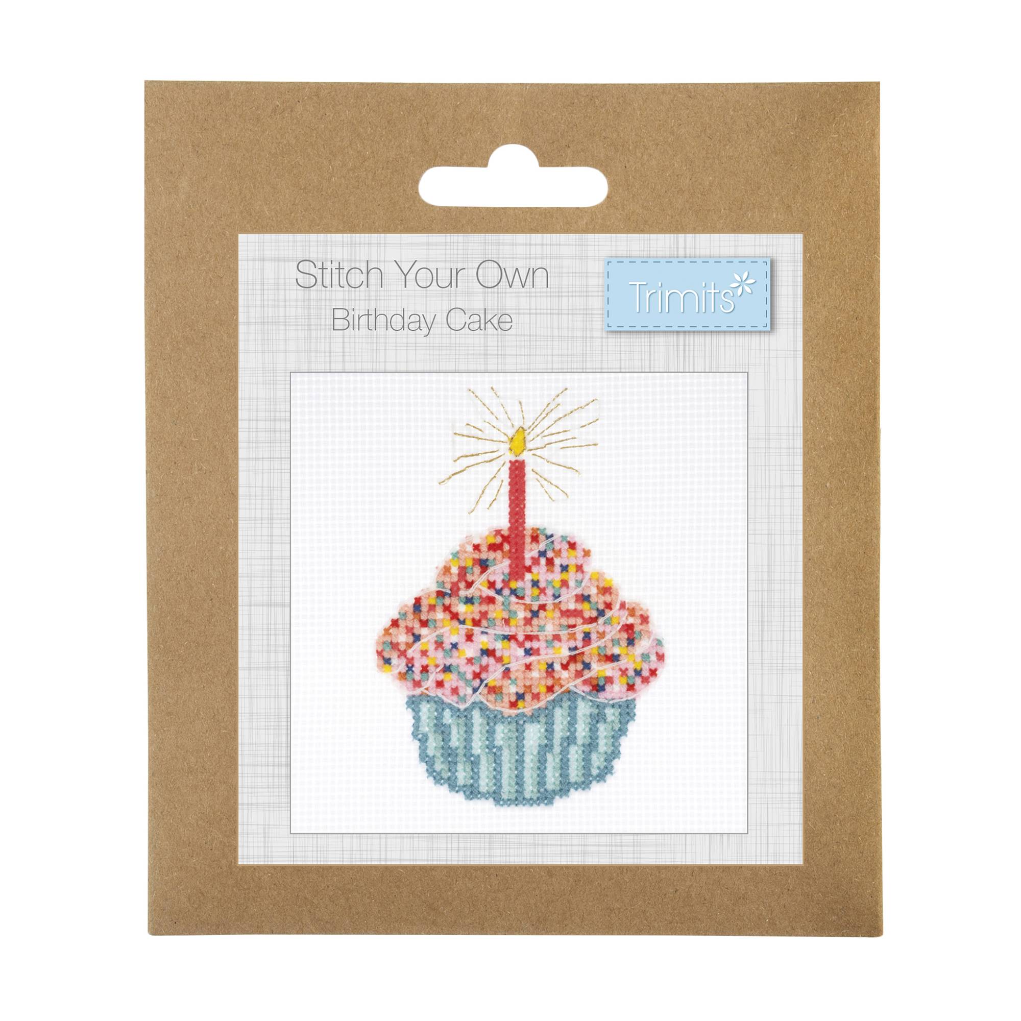 Trimits Birthday Cake Mini Cross Stitch Kit 13cm x 13cm