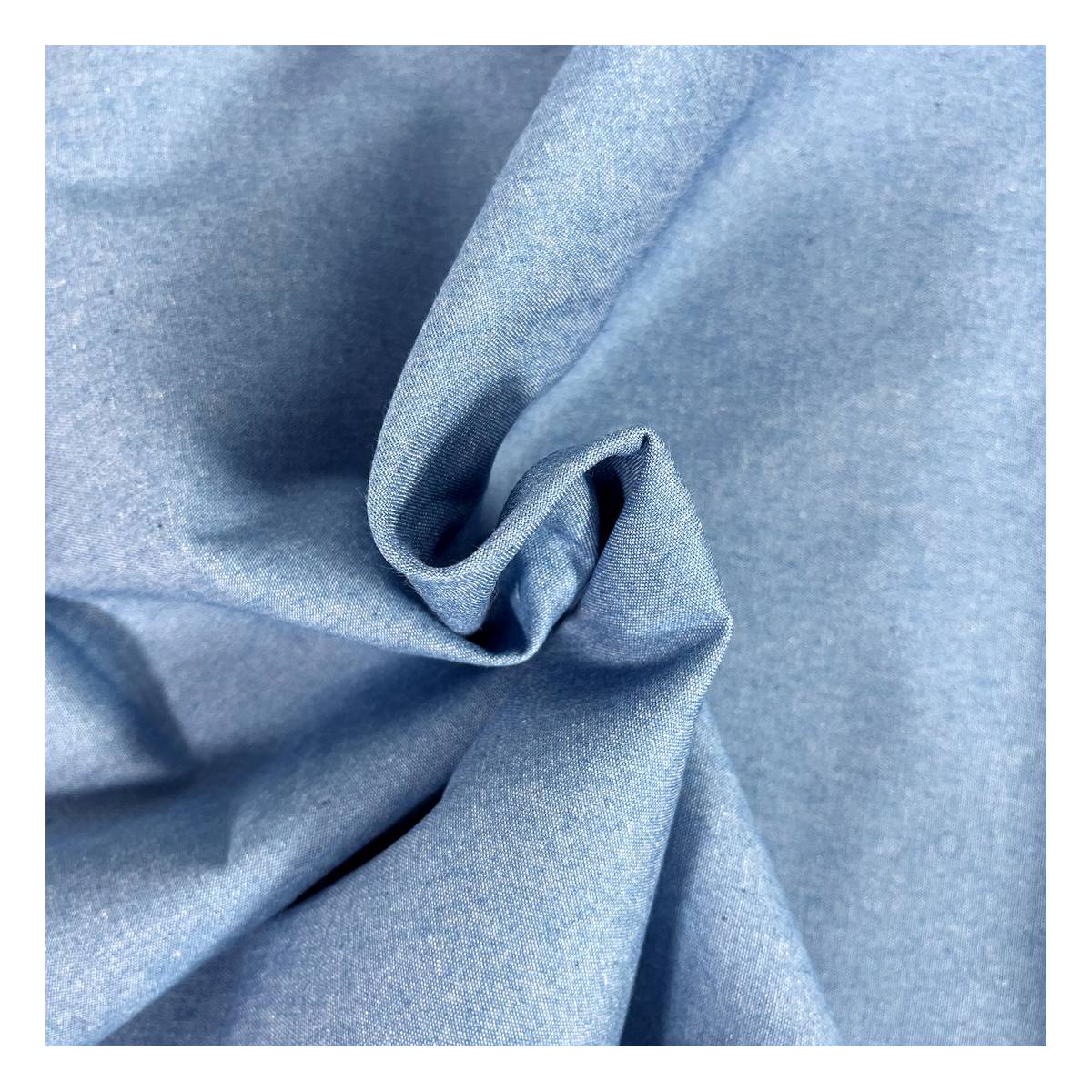 Blue Chambray Cotton Fabric by the Metre Hobbycraft