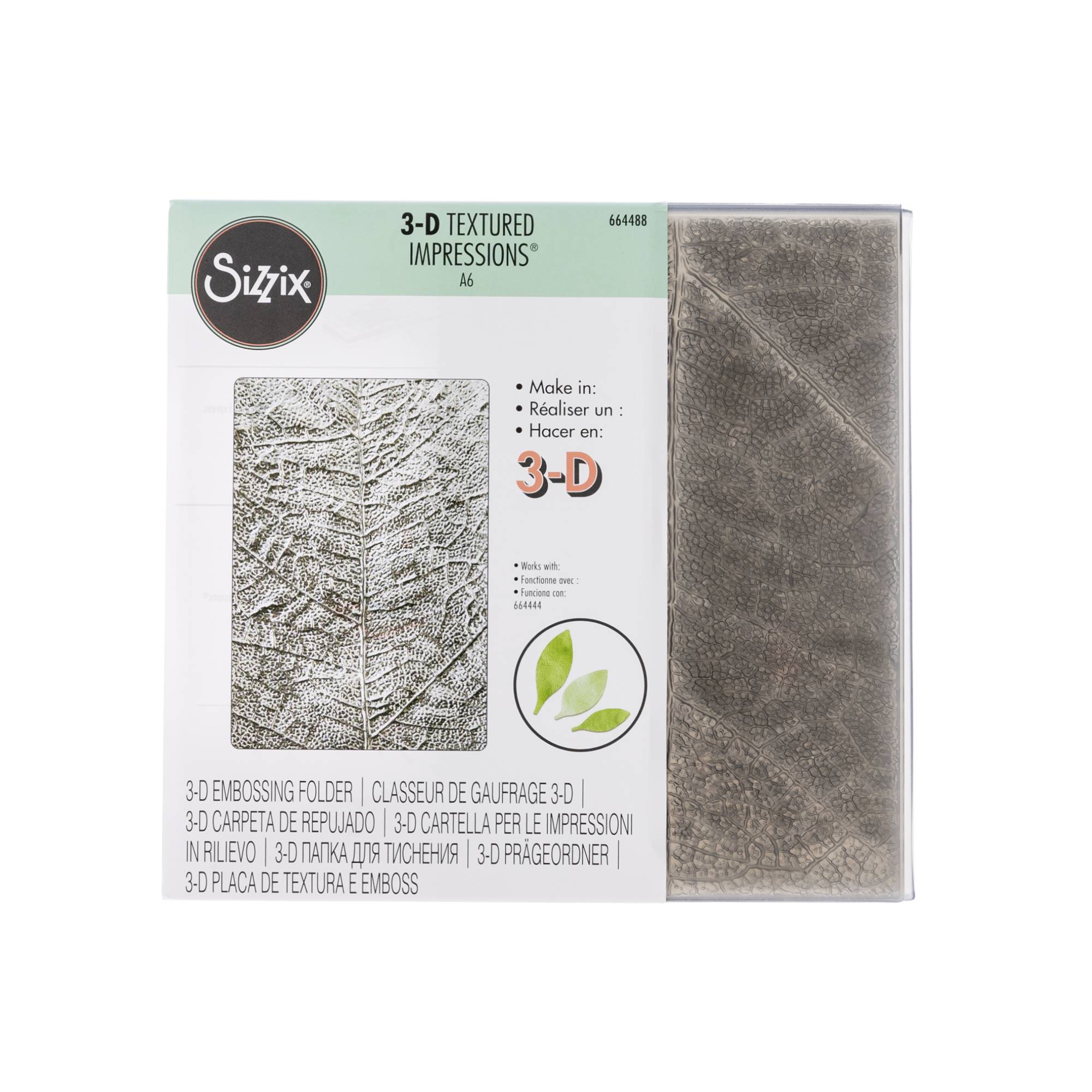 Sizzix Leaf Veins 3D Embossing Folder A6 Hobbycraft