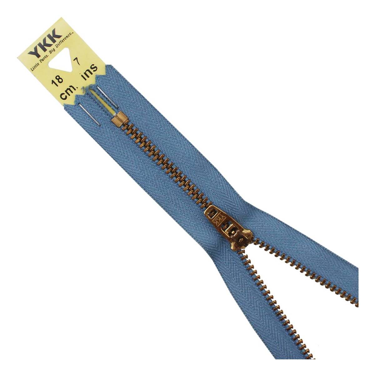 YKK Jeans Blue Brass Jeans Zip 18cm Hobbycraft