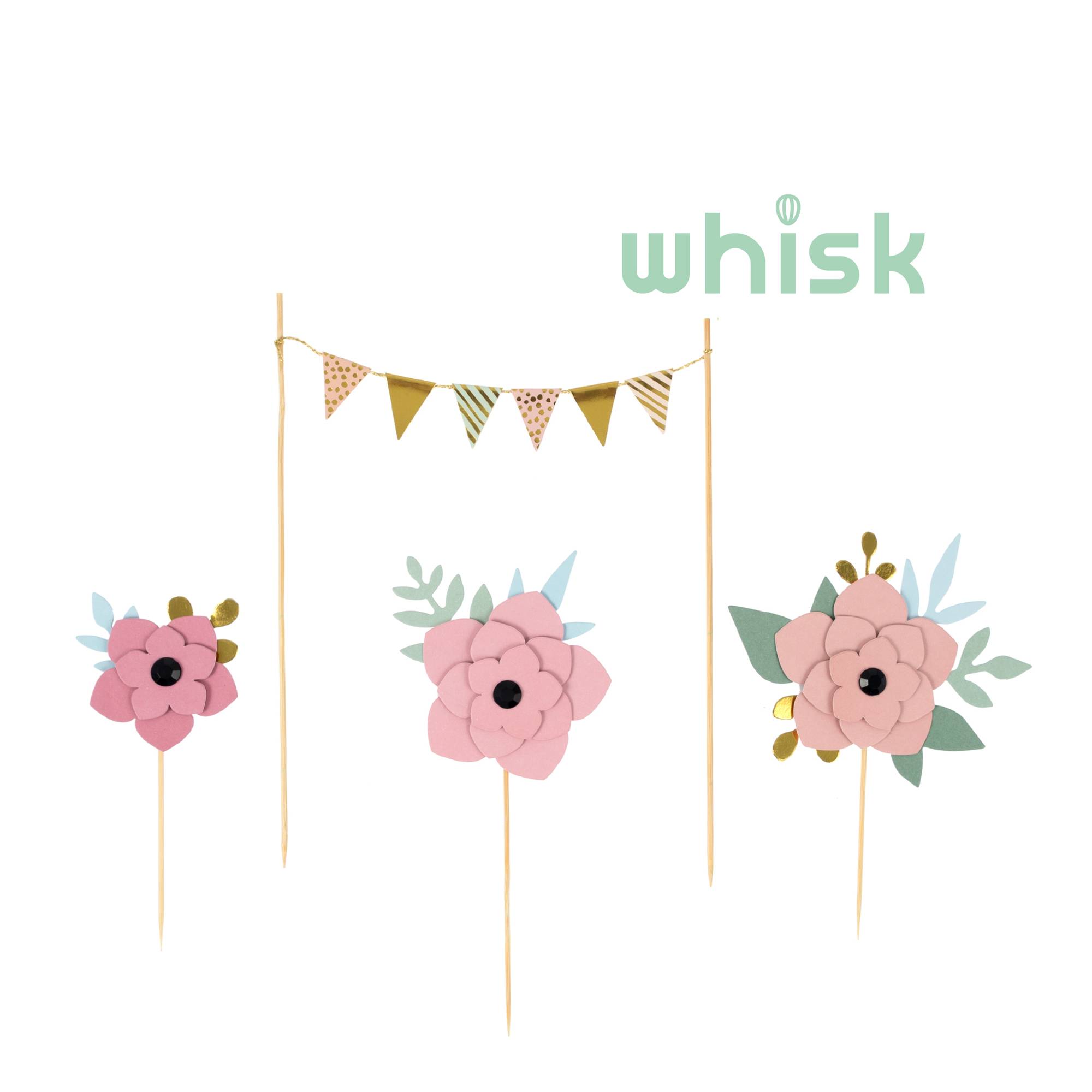 Whisk Floral Cake Toppers 4 Pieces Hobbycraft