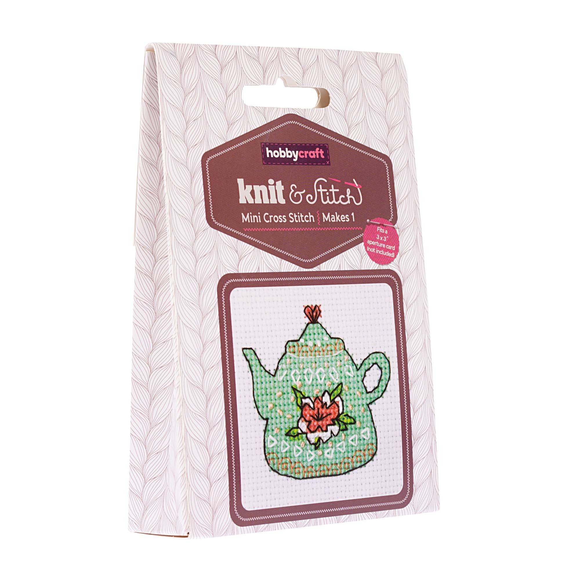 Teapot Mini Cross Stitch Kit Hobbycraft