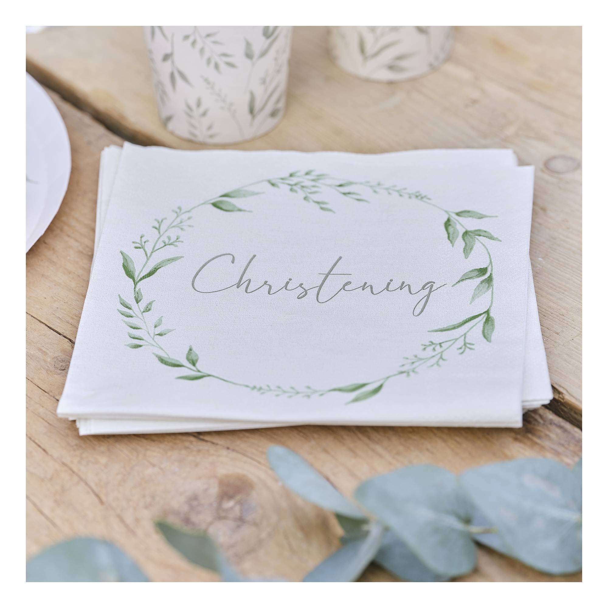 Ginger Ray Christening Wreath Napkins 16 Pack Hobbycraft